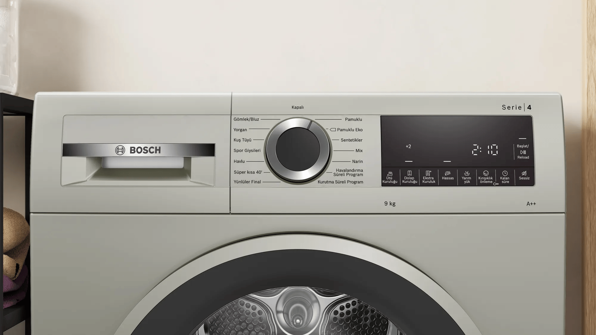Bosch WQG2410TTR Serie 4 Isı Pompalı Kurutma Makinesi 9 kg Gümüş