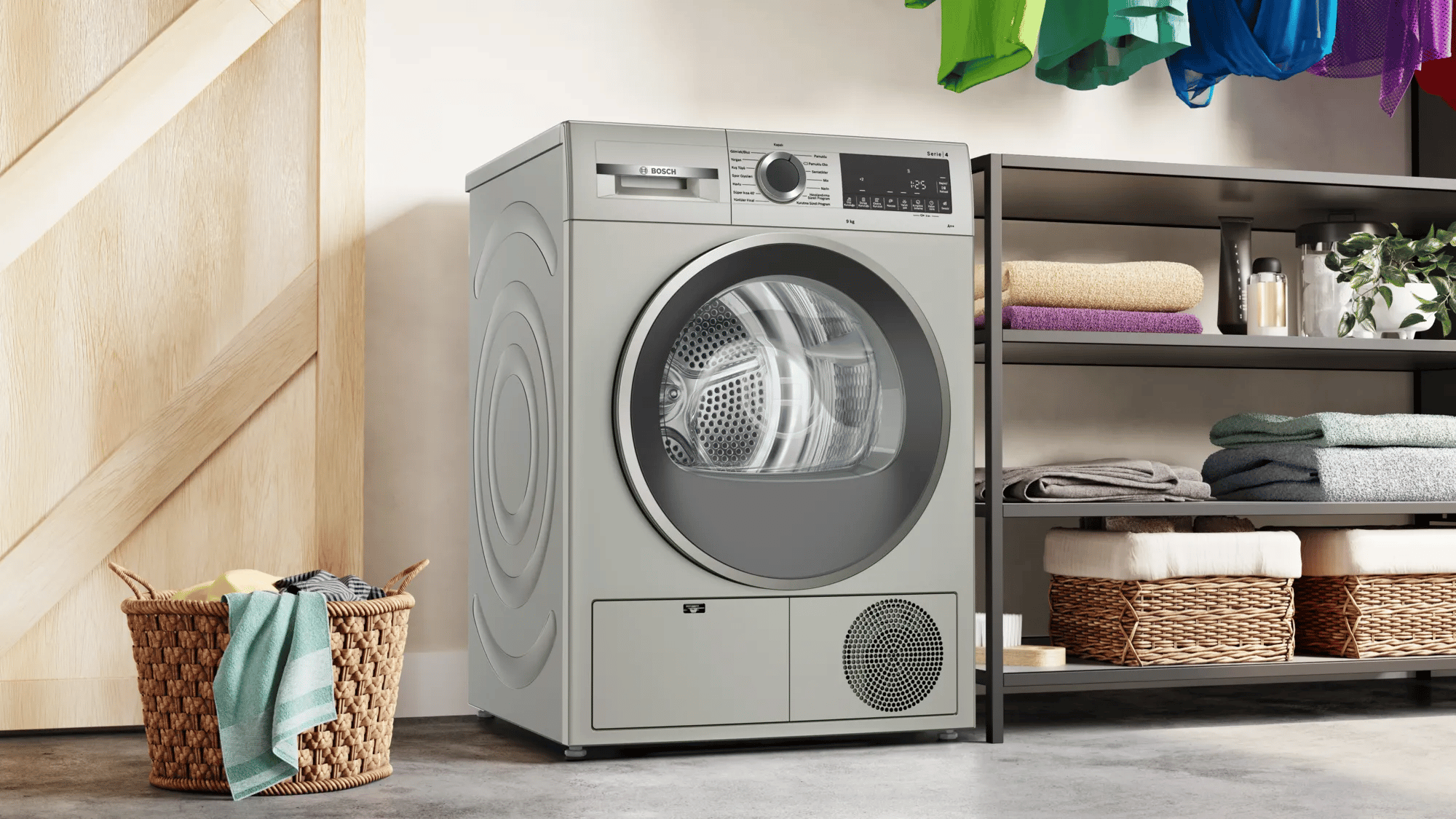 Bosch WQG2410TTR Serie 4 Isı Pompalı Kurutma Makinesi 9 kg Gümüş