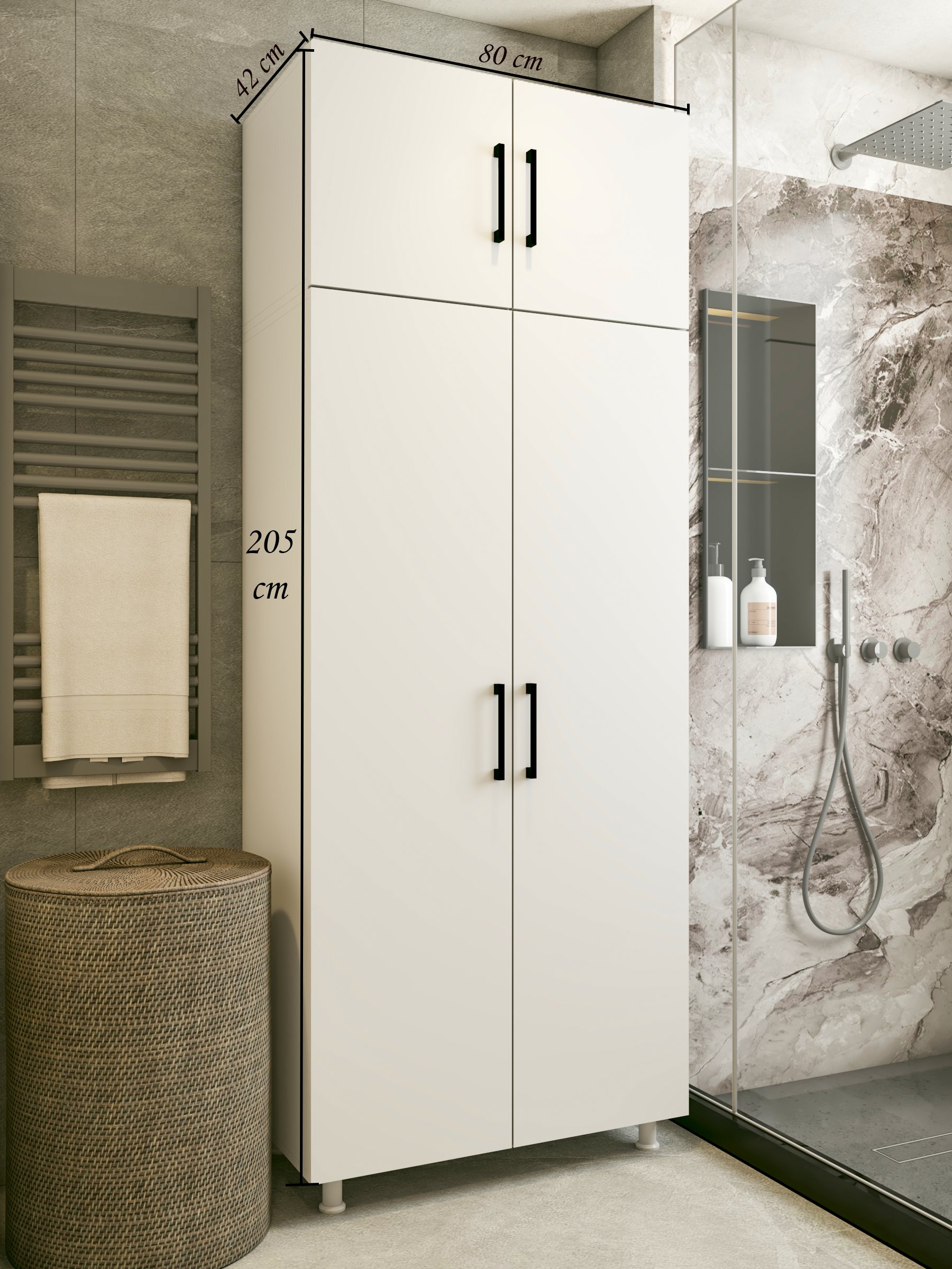 Çok Amaçlı Dolap Beyaz Banyo Düzenleyici Kiler Dolabı