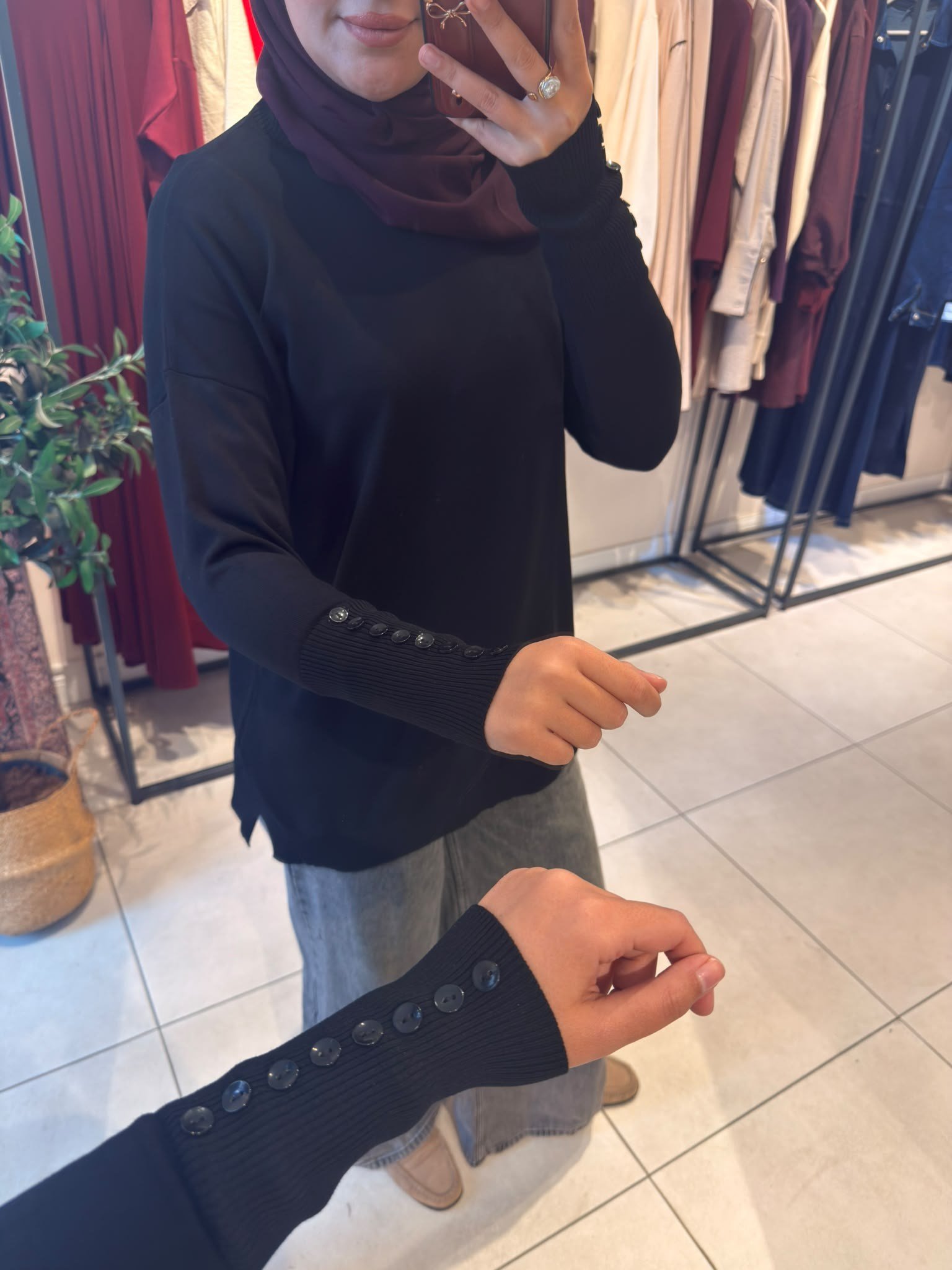 Basic Düğme Triko Siyah