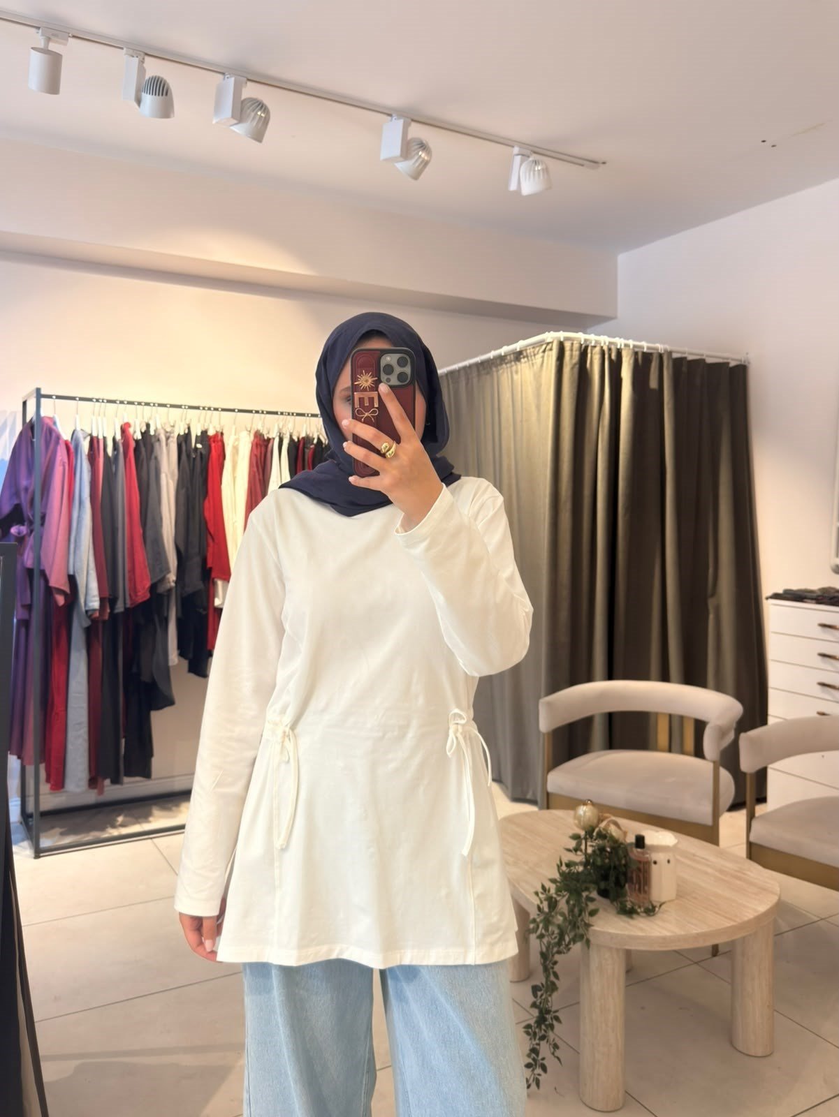 Bel Büzgülü Sweat Beyaz