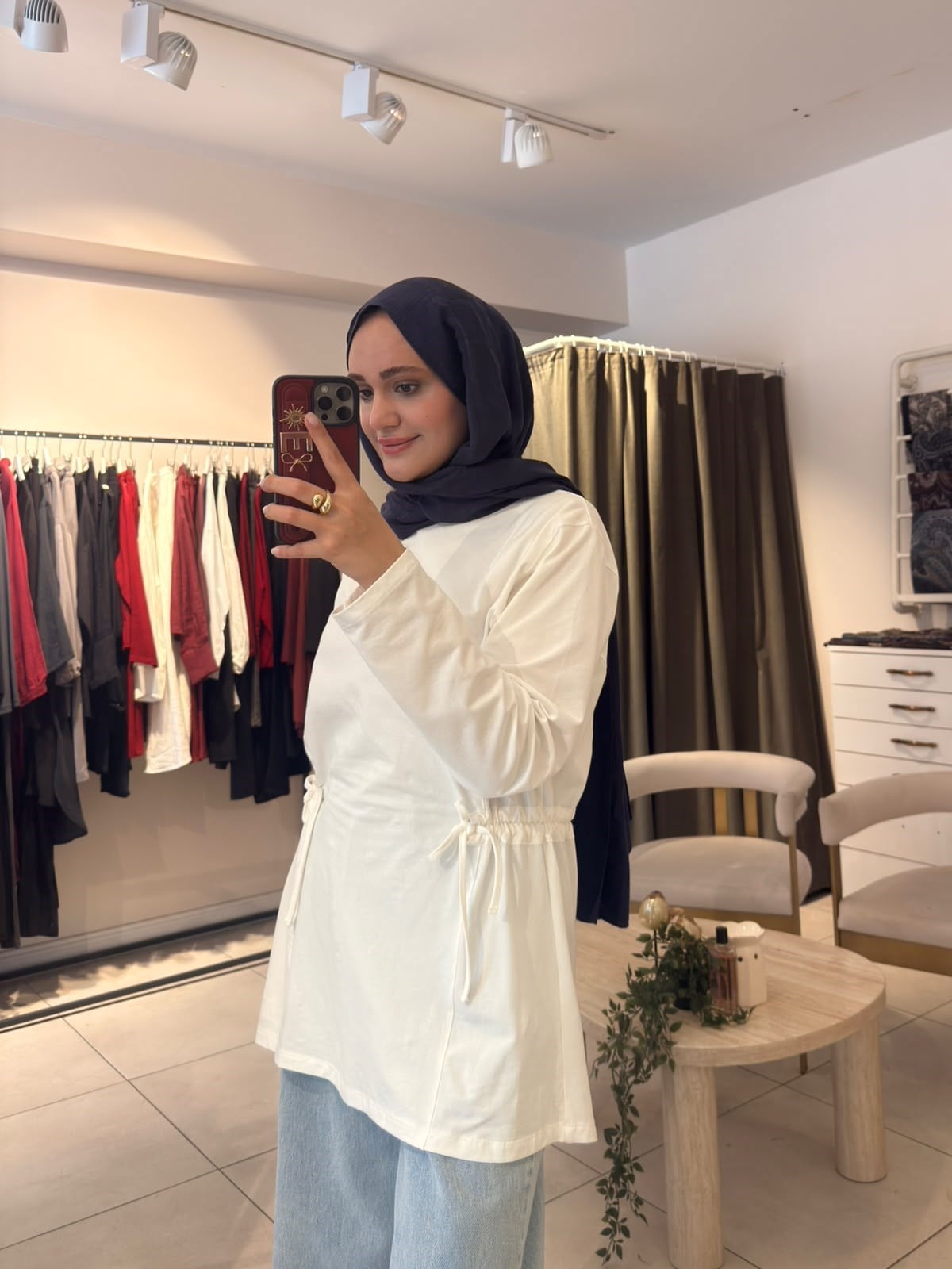 Bel Büzgülü Sweat Beyaz
