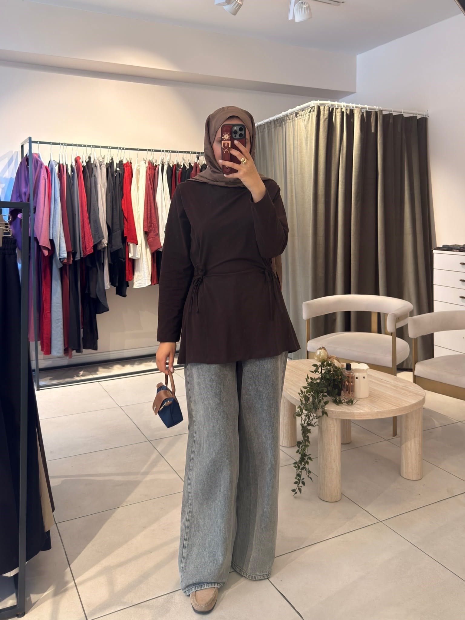 Bel Büzgülü Sweat Kahverengi