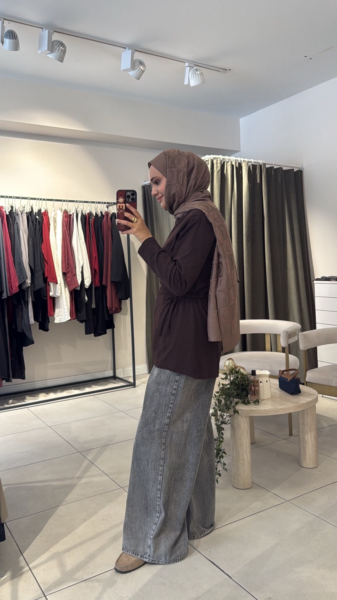 Bel Büzgülü Sweat Kahverengi