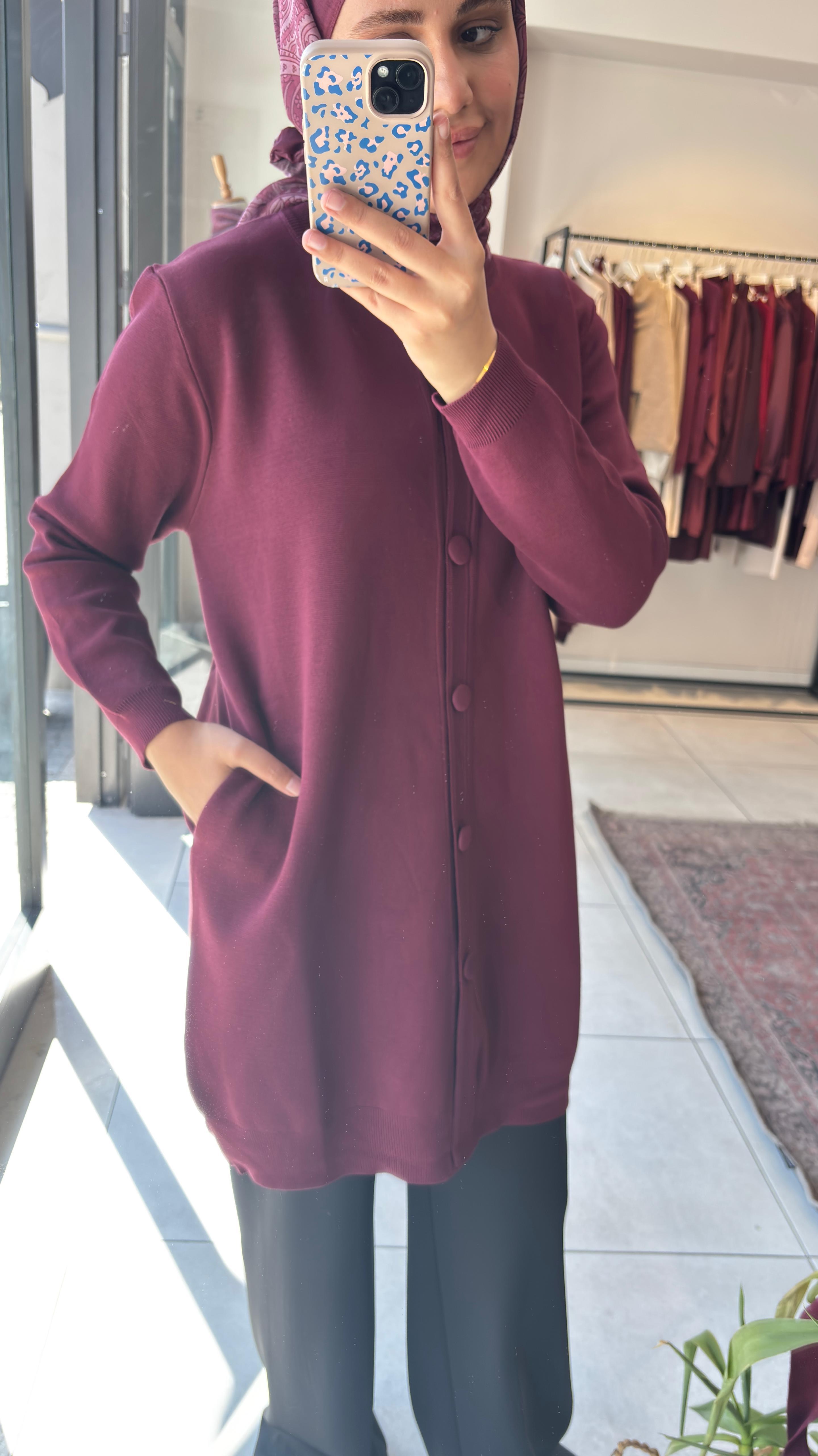 Bomber Hırka Bordo