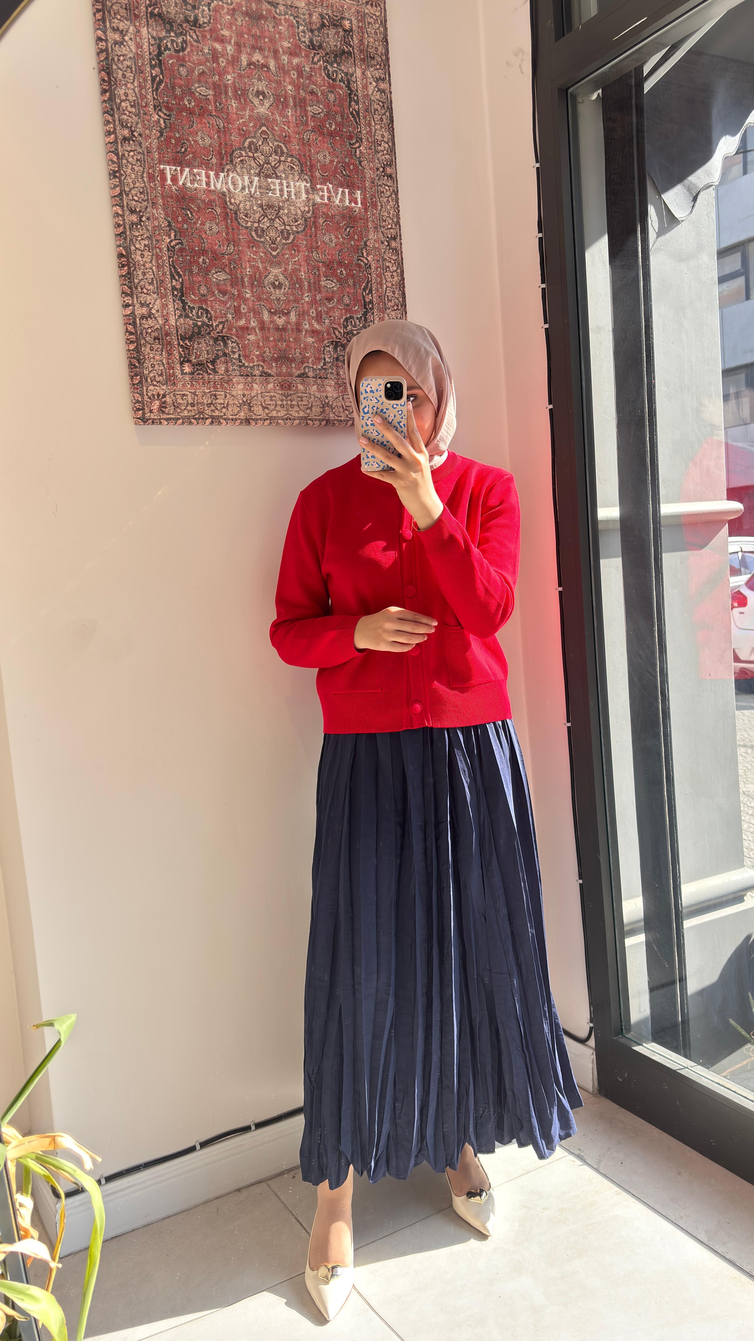 Bomber Mini Hırka Kırmızı
