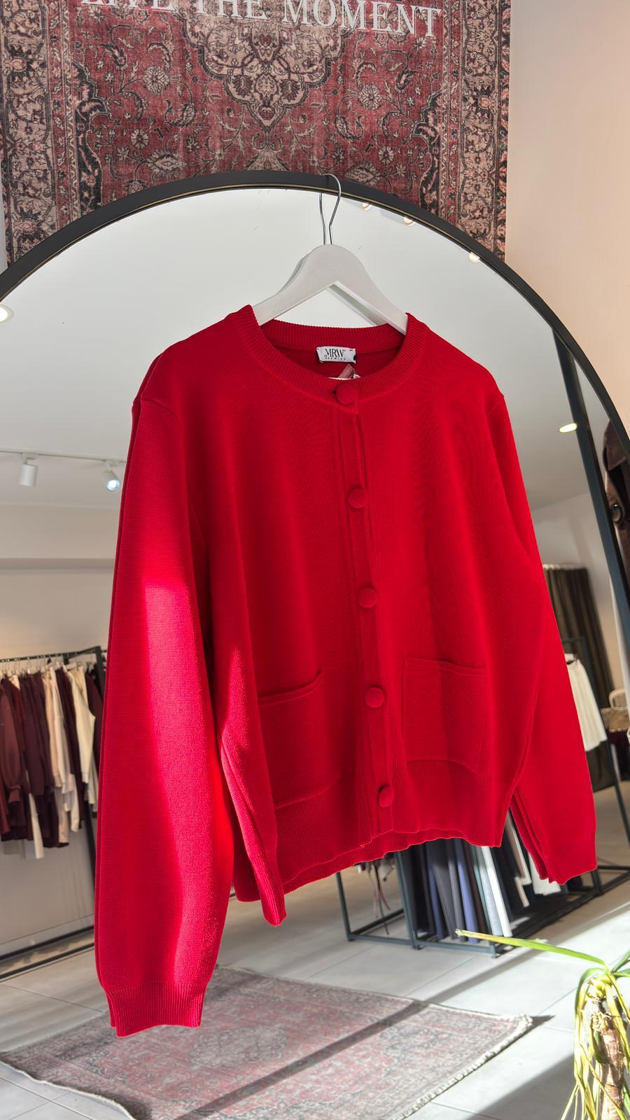 Bomber Mini Hırka Kırmızı
