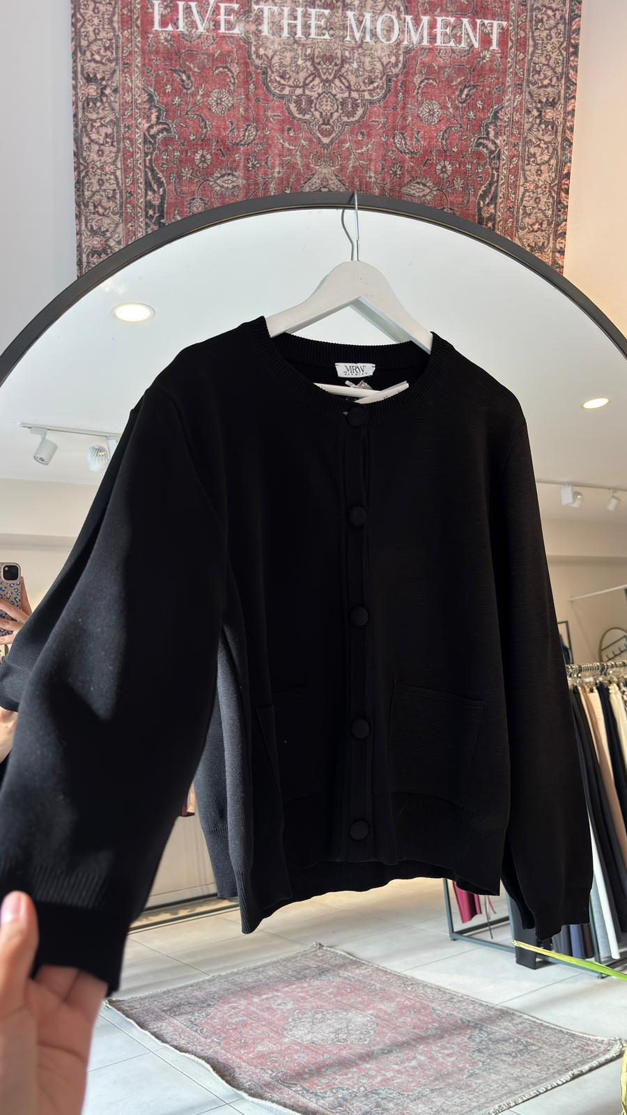 Bomber Mini Hırka Siyah