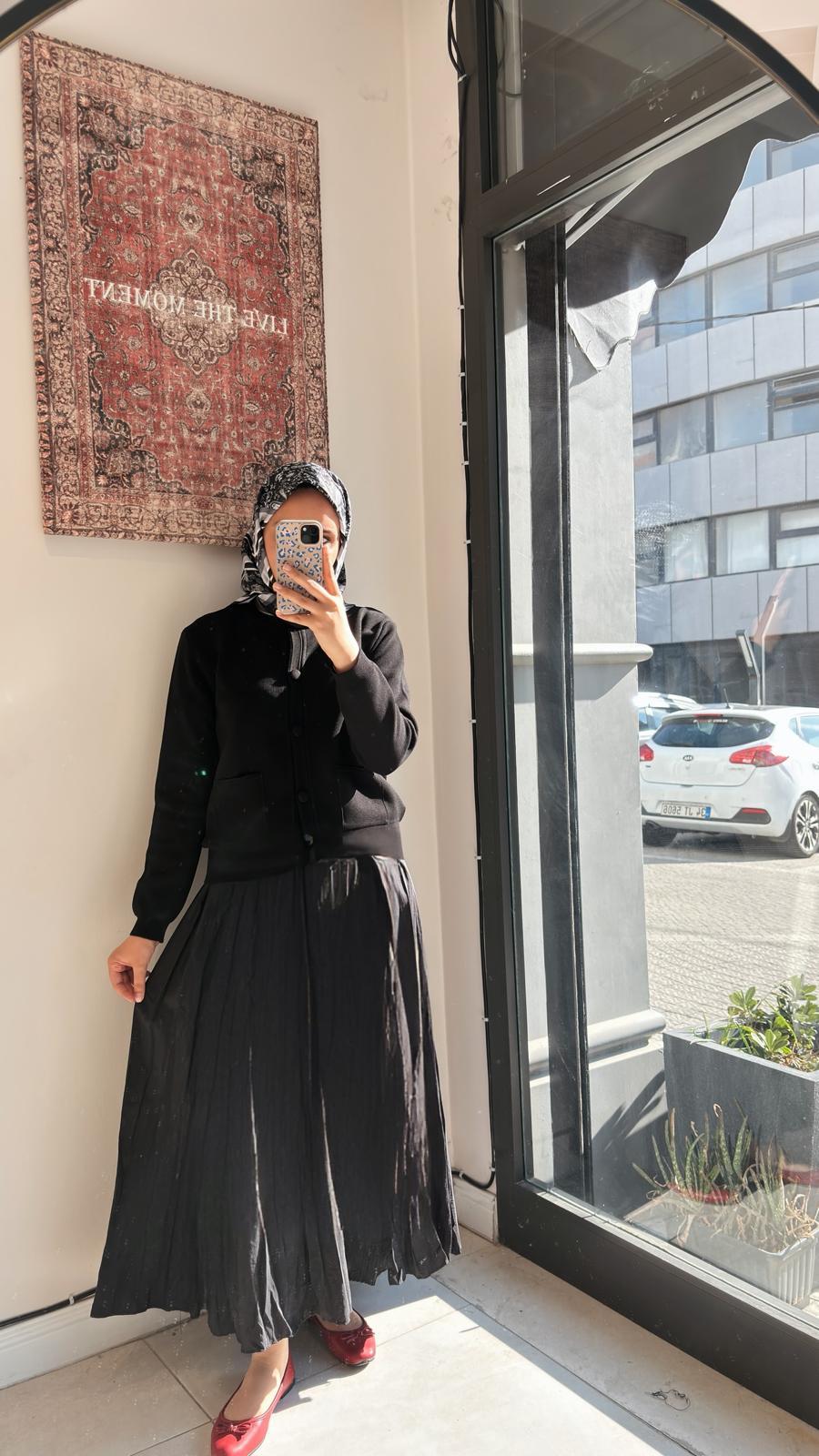 Bomber Mini Hırka Siyah