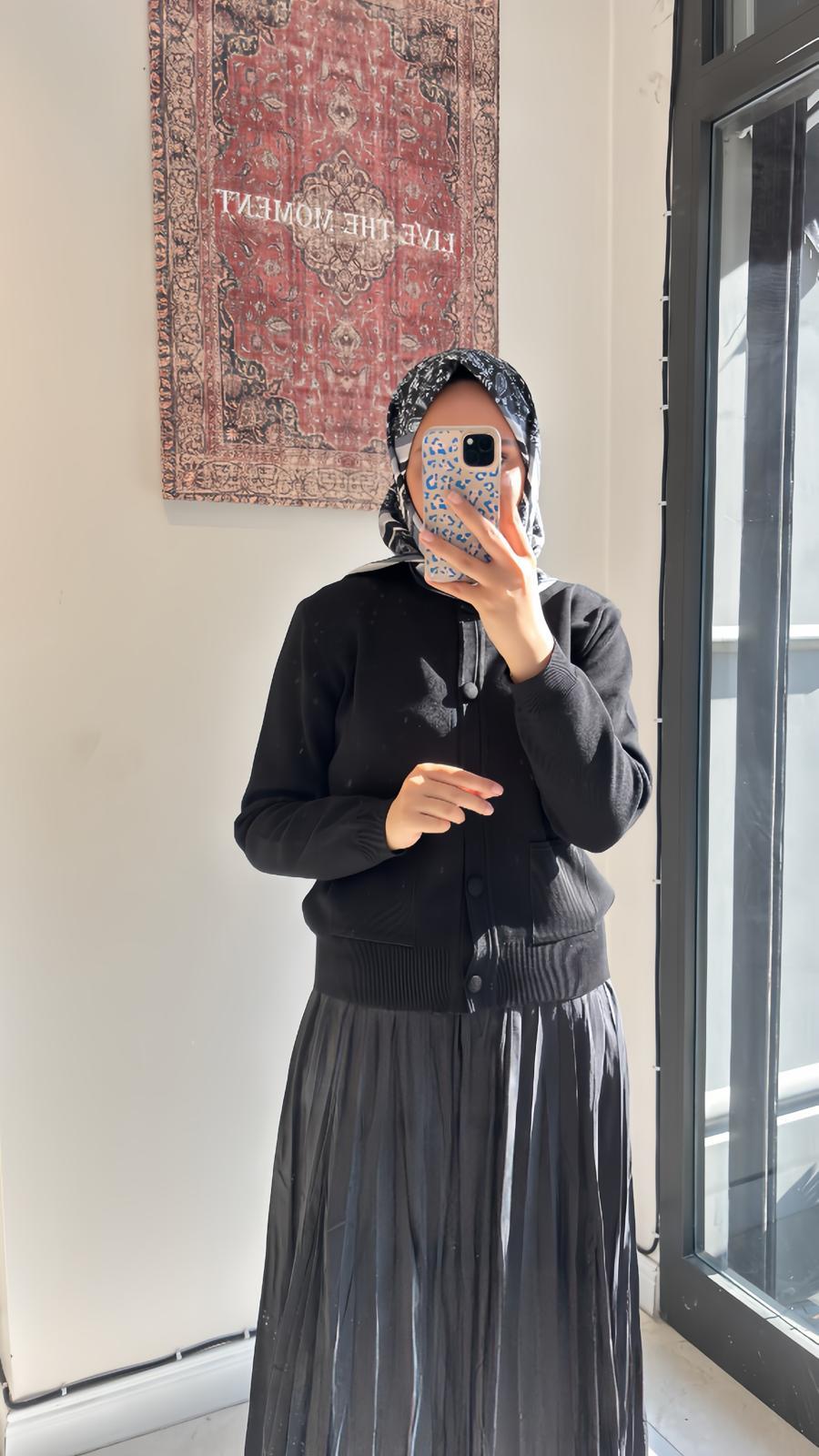 Bomber Mini Hırka Siyah