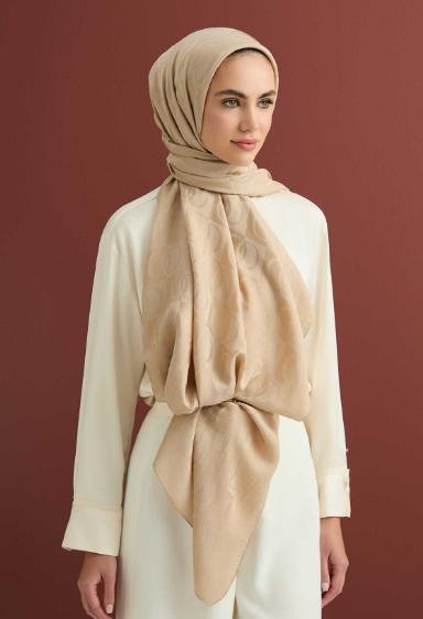 Dama Desen Bej Naia Pamuk Şal 70x200