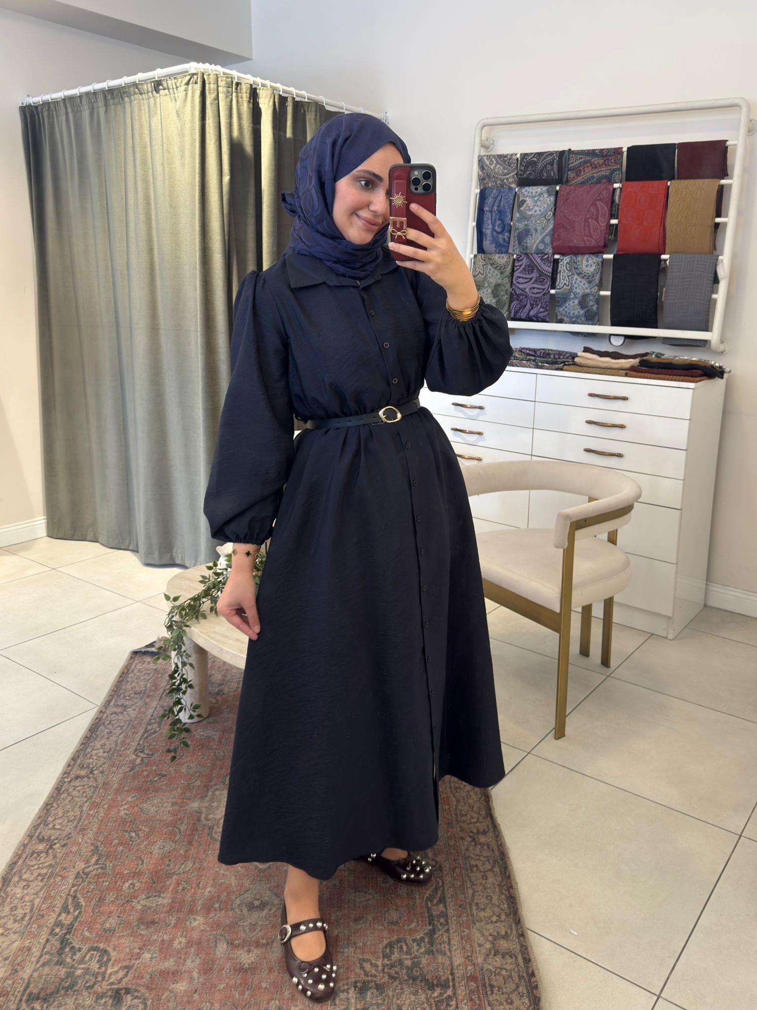 Kupra Karpuz Kol Elbise Lacivert