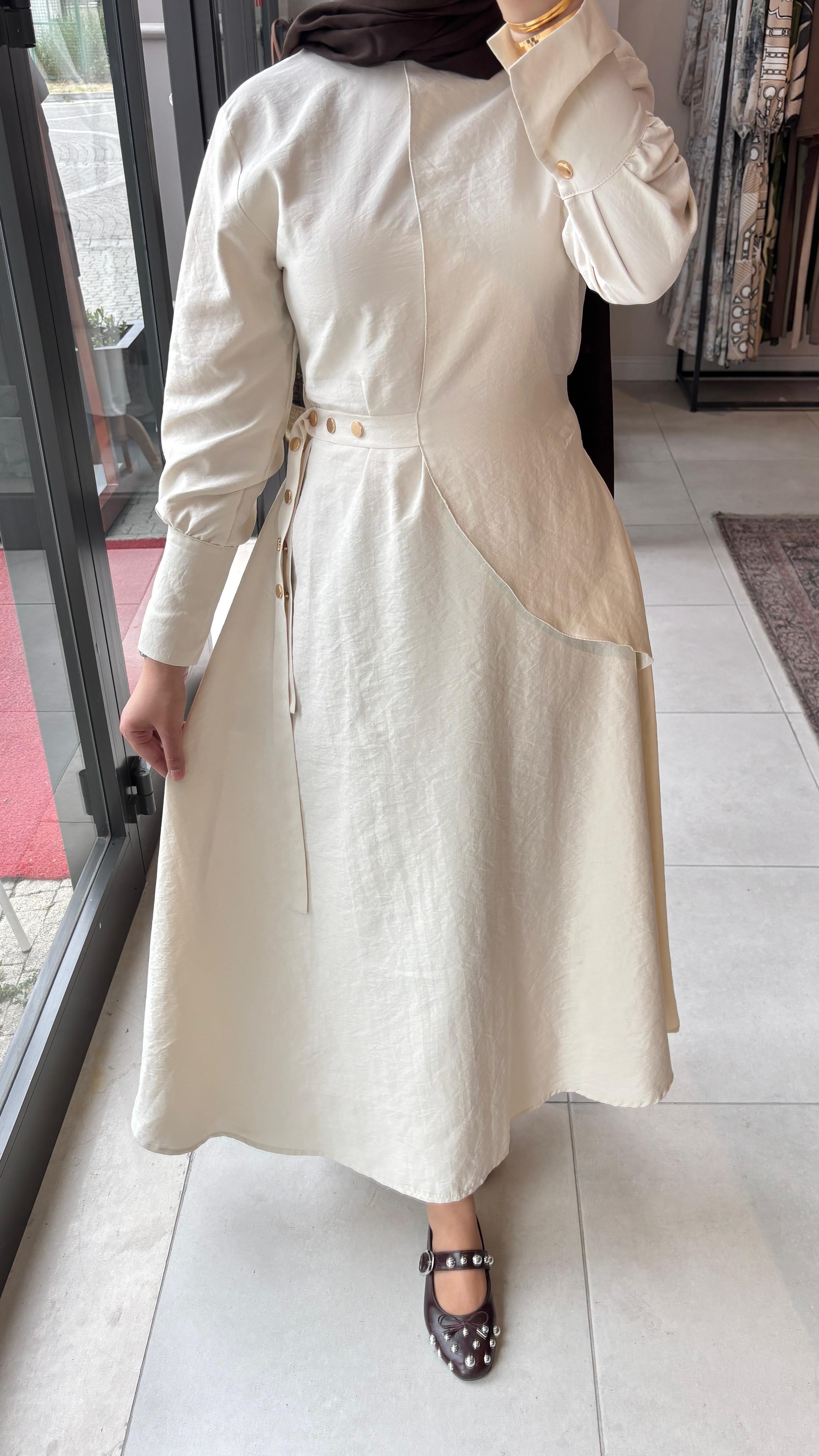 Lady Kruvaze Elbise Ekru
