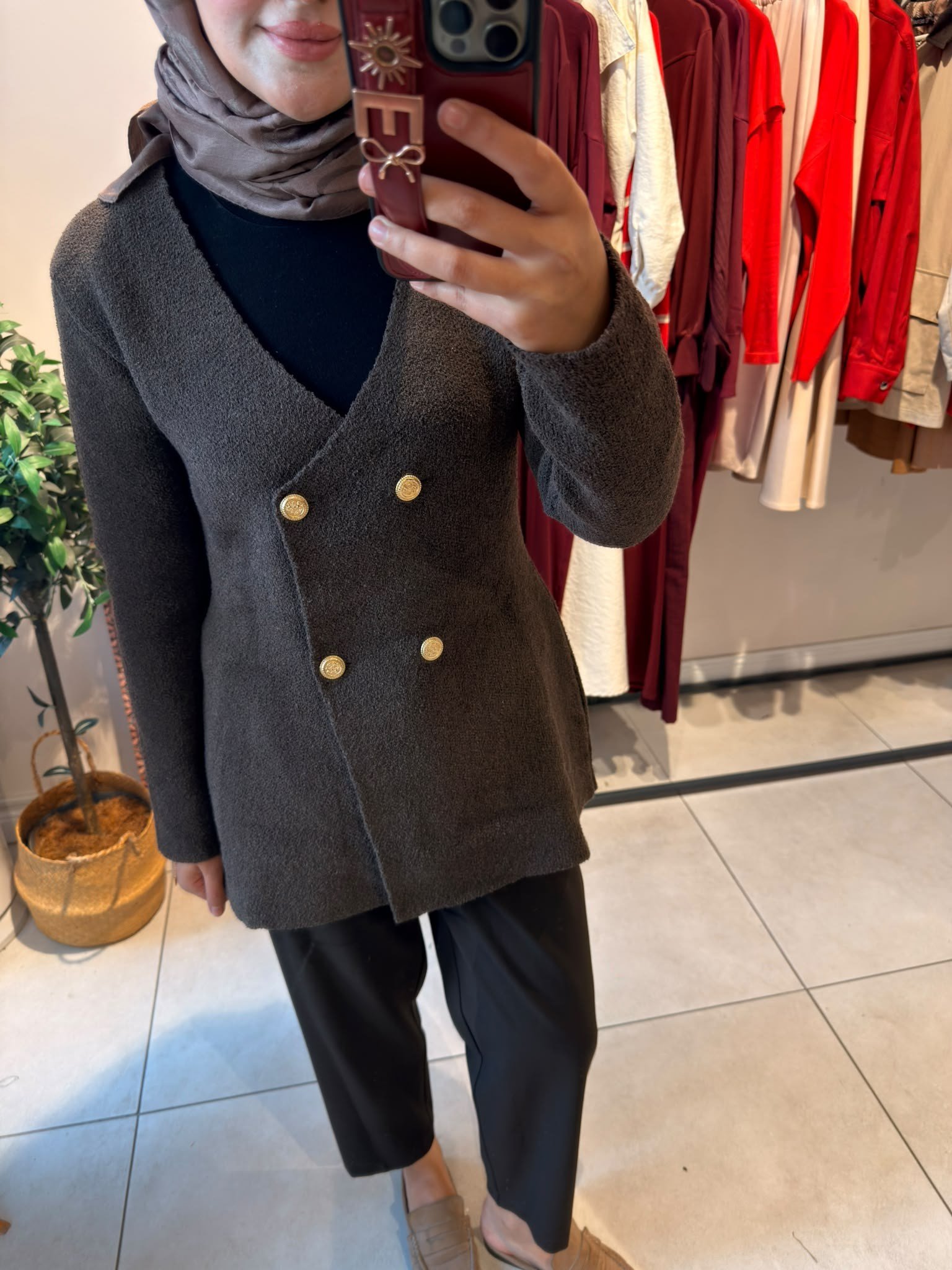 Lady Triko Ceket Kahverengi