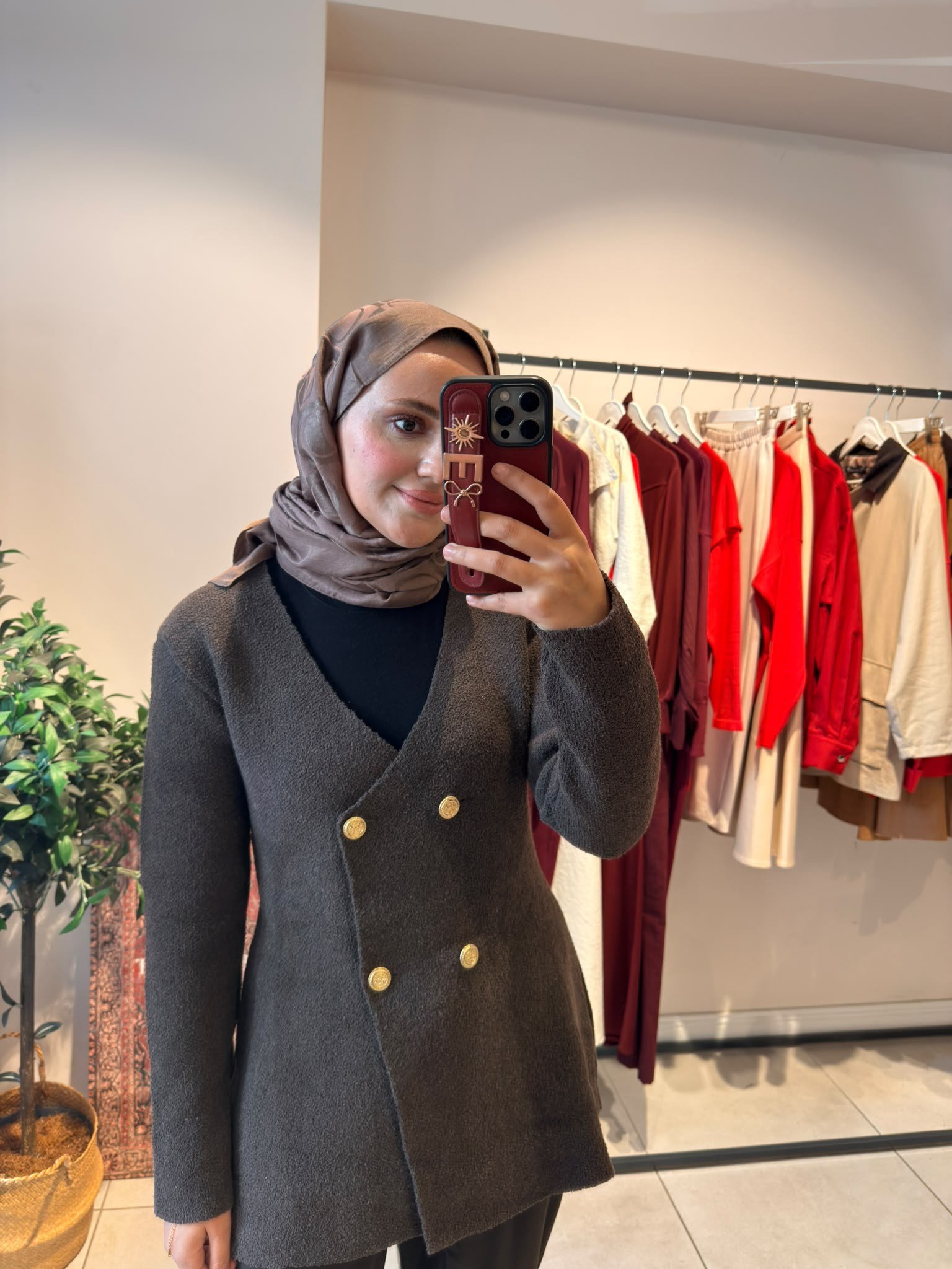 Lady Triko Ceket Kahverengi