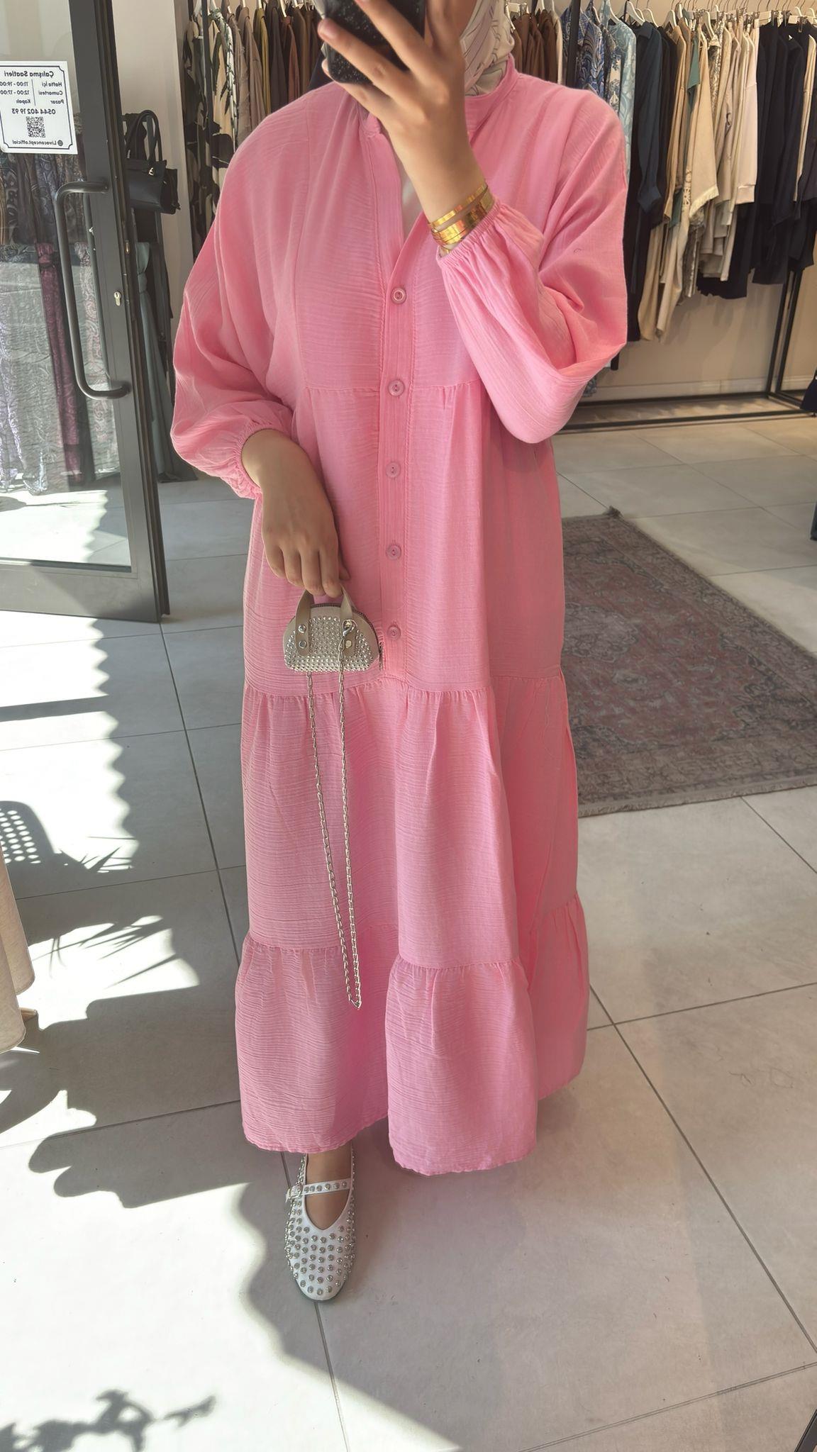 Müslin Elbise Pembe