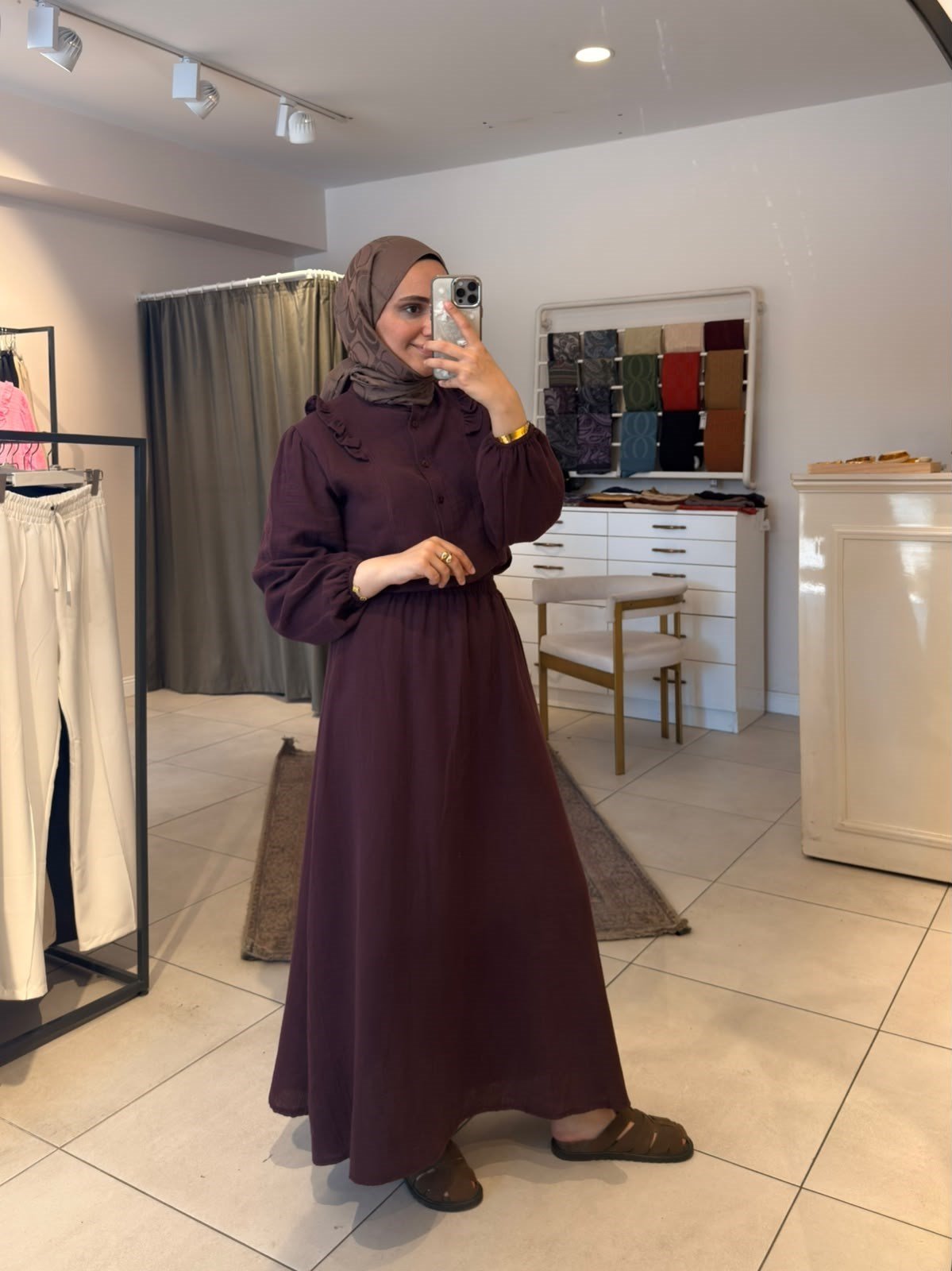 Müslin Etekli Takım Mürdüm