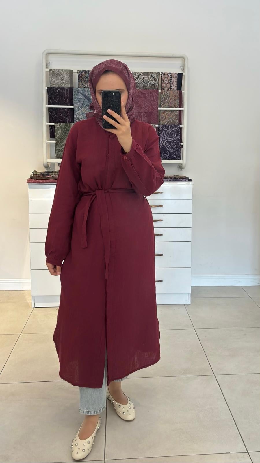 Müslin Tunik Bordo