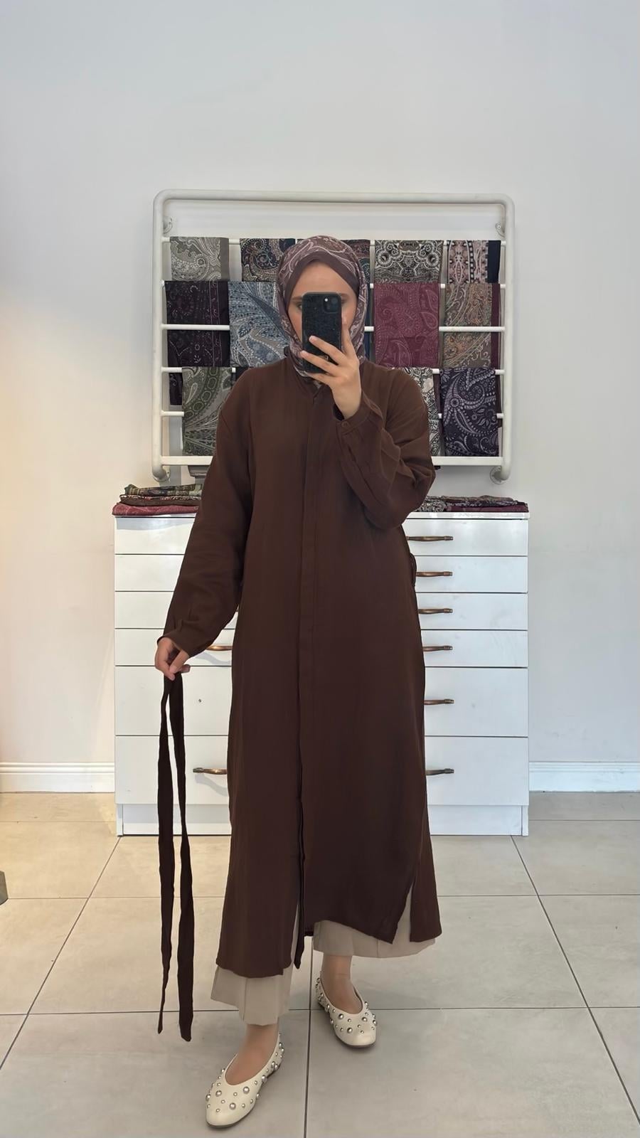 Müslin Tunik Kahverengi