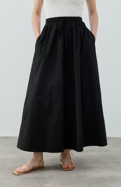 New Poplin Etek Siyah