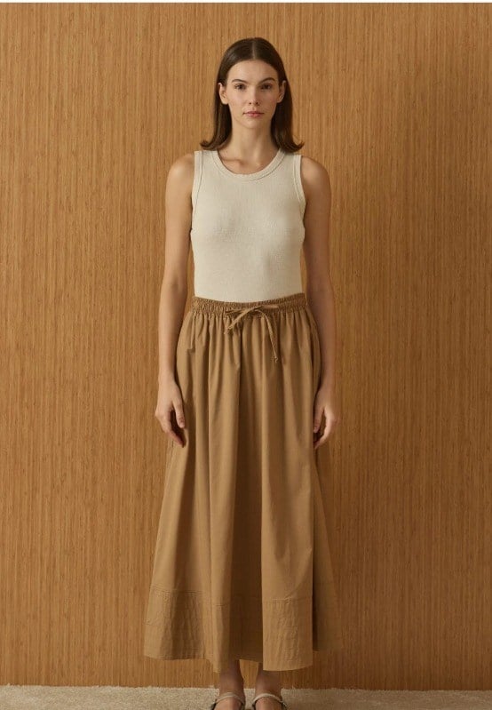 Poplin Etek Camel