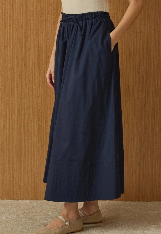Poplin Etek Lacivert