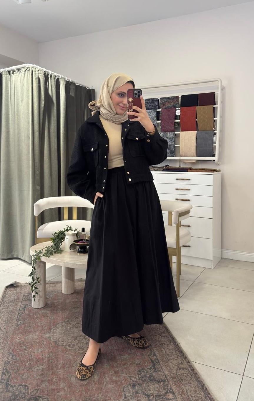 Poplin Etek Siyah