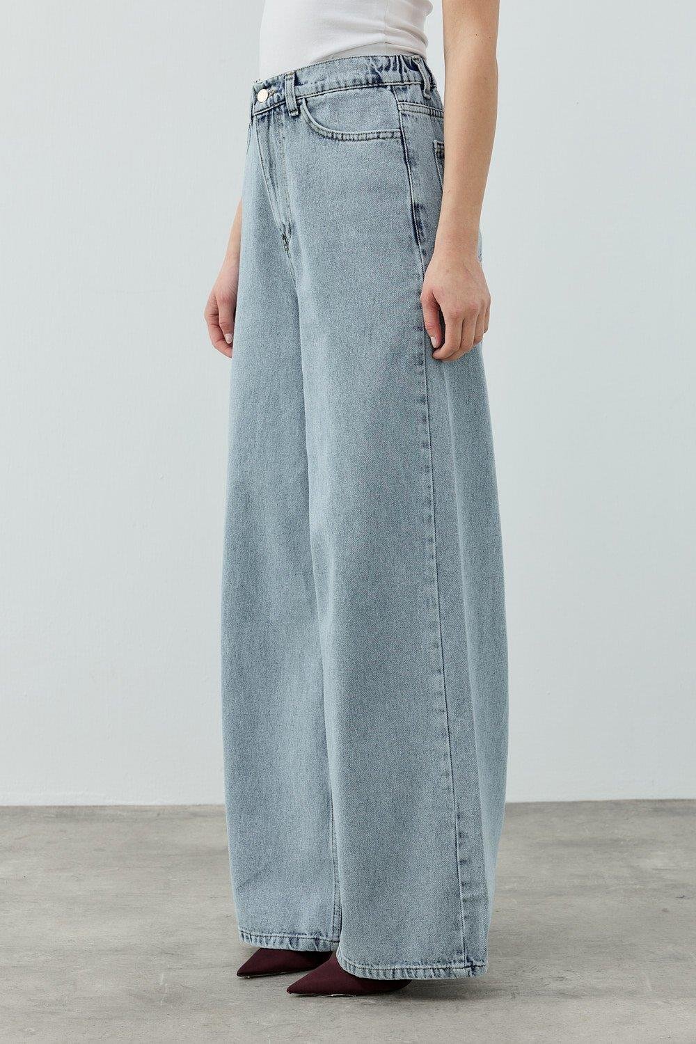 Salaş Denim Pantolon Buz  Mavi