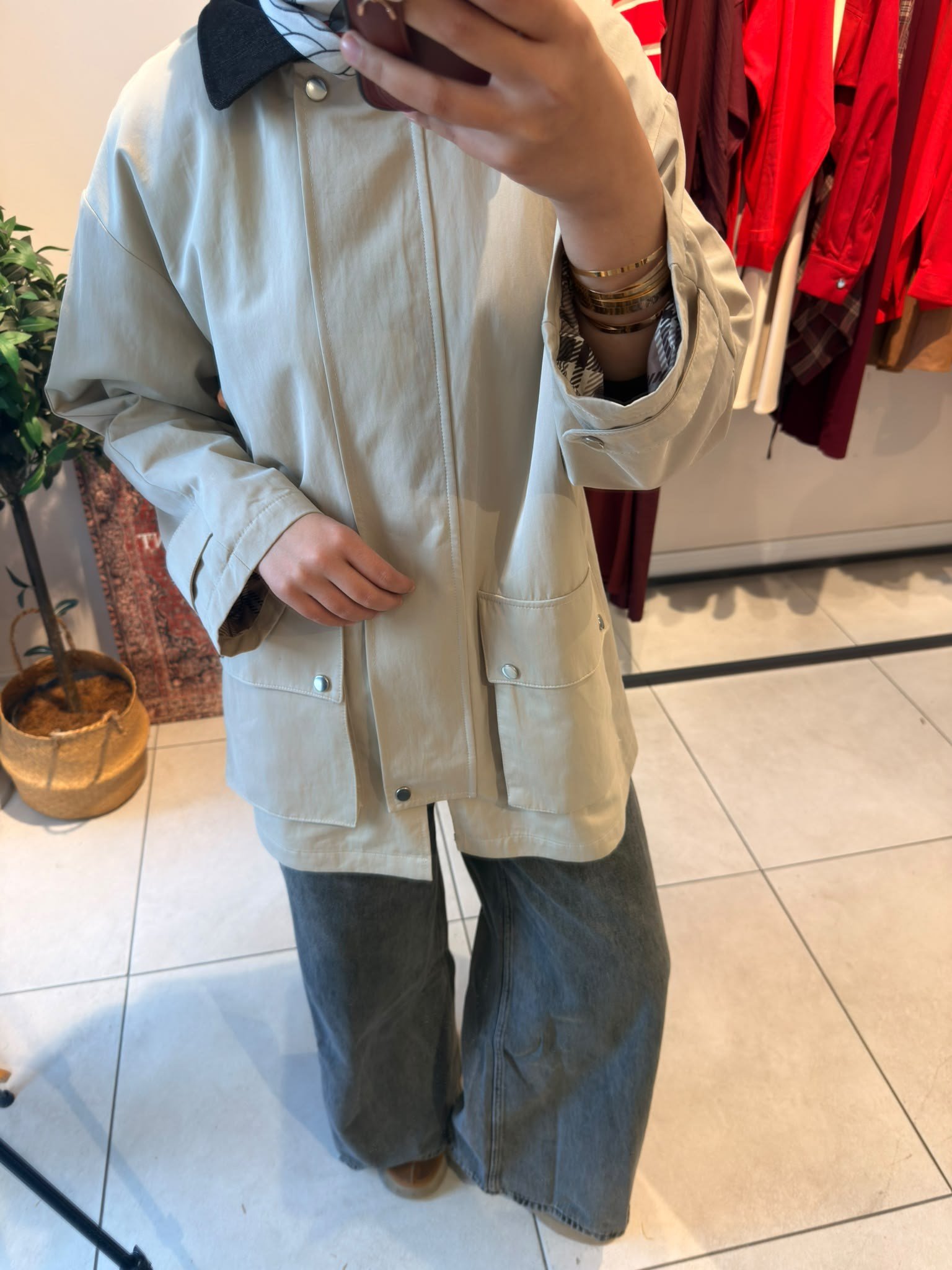 Süet Yaka Premium Trençkot  Bej