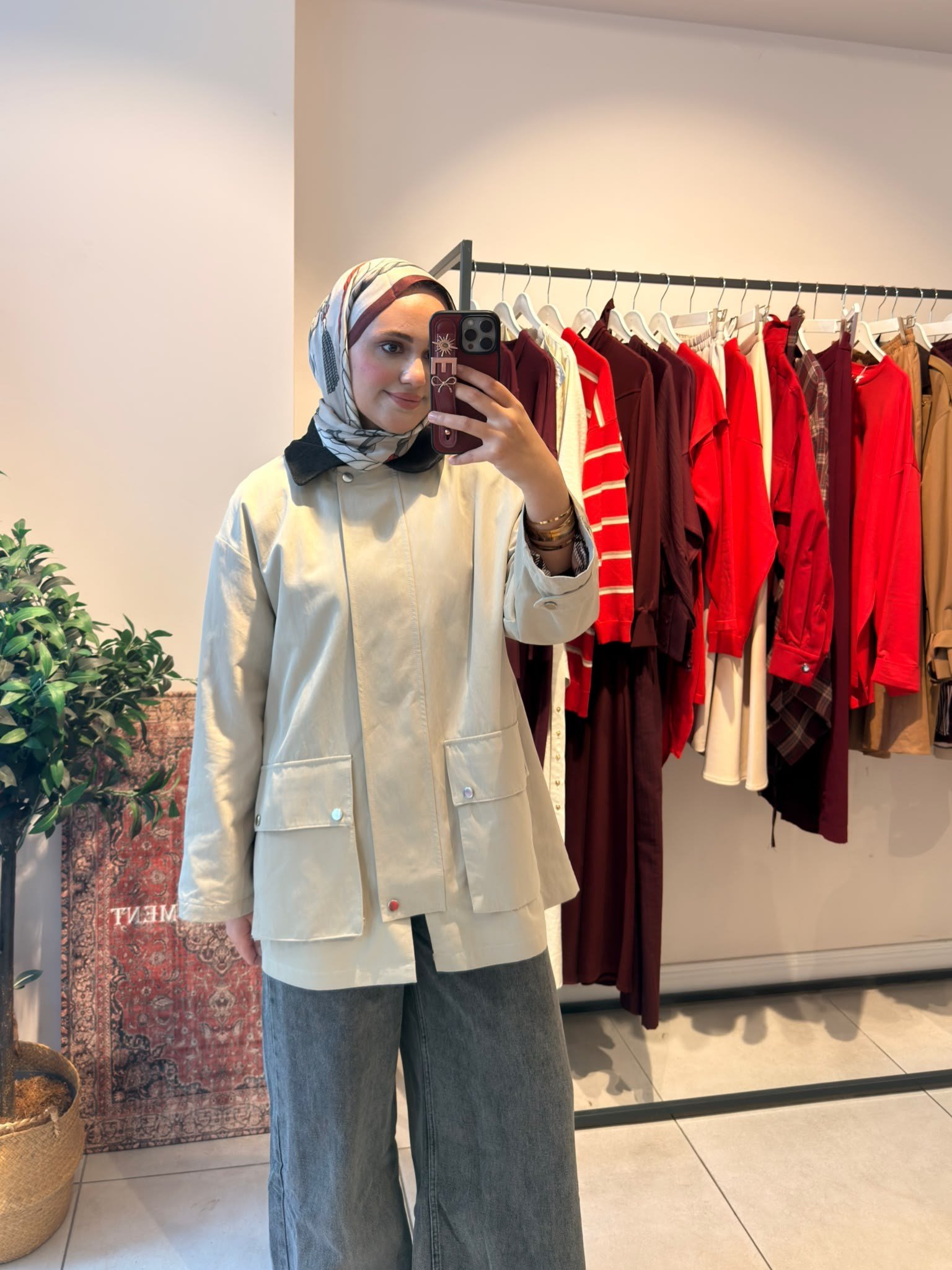 Süet Yaka Premium Trençkot  Bej