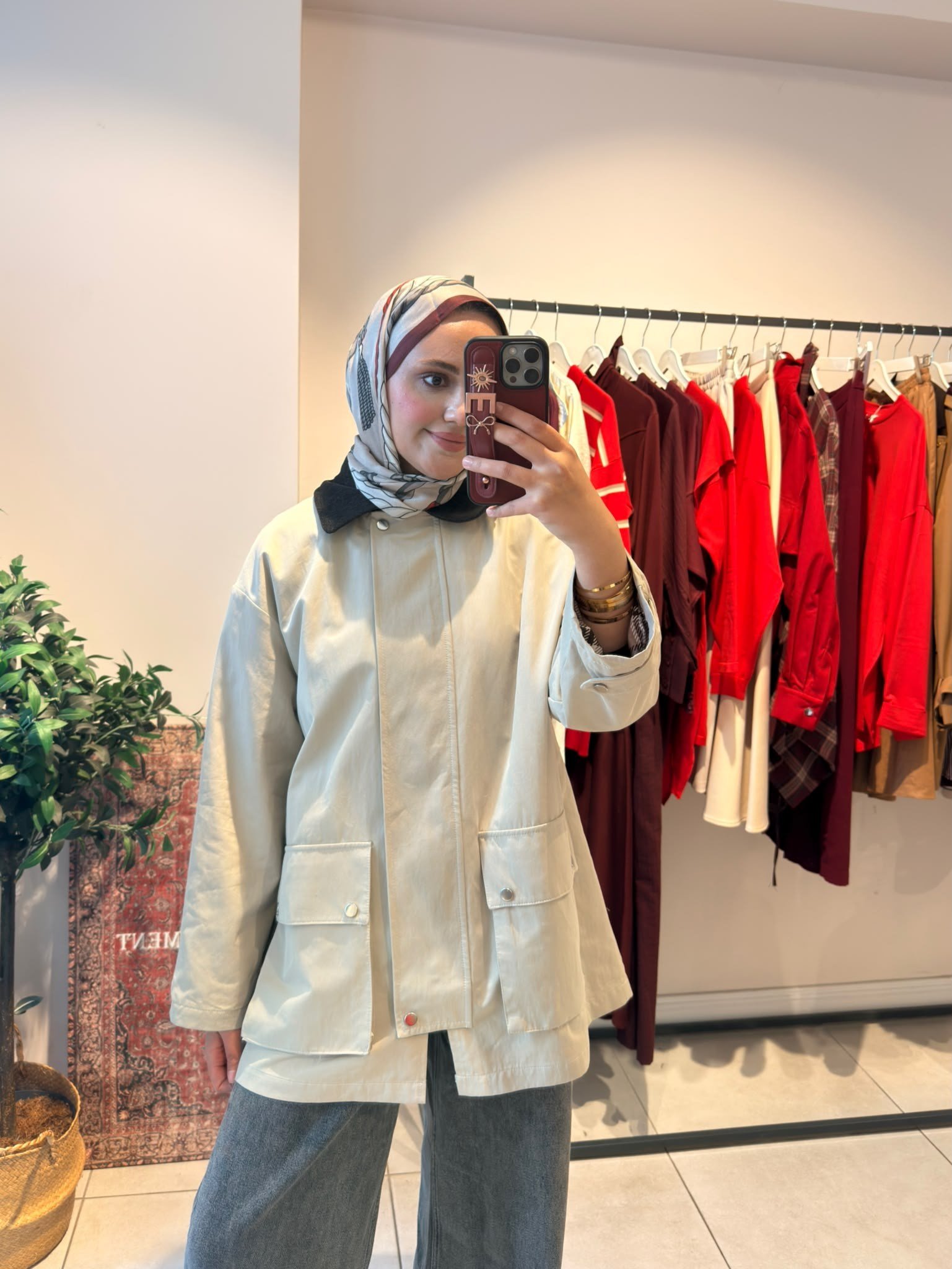 Süet Yaka Premium Trençkot  Bej