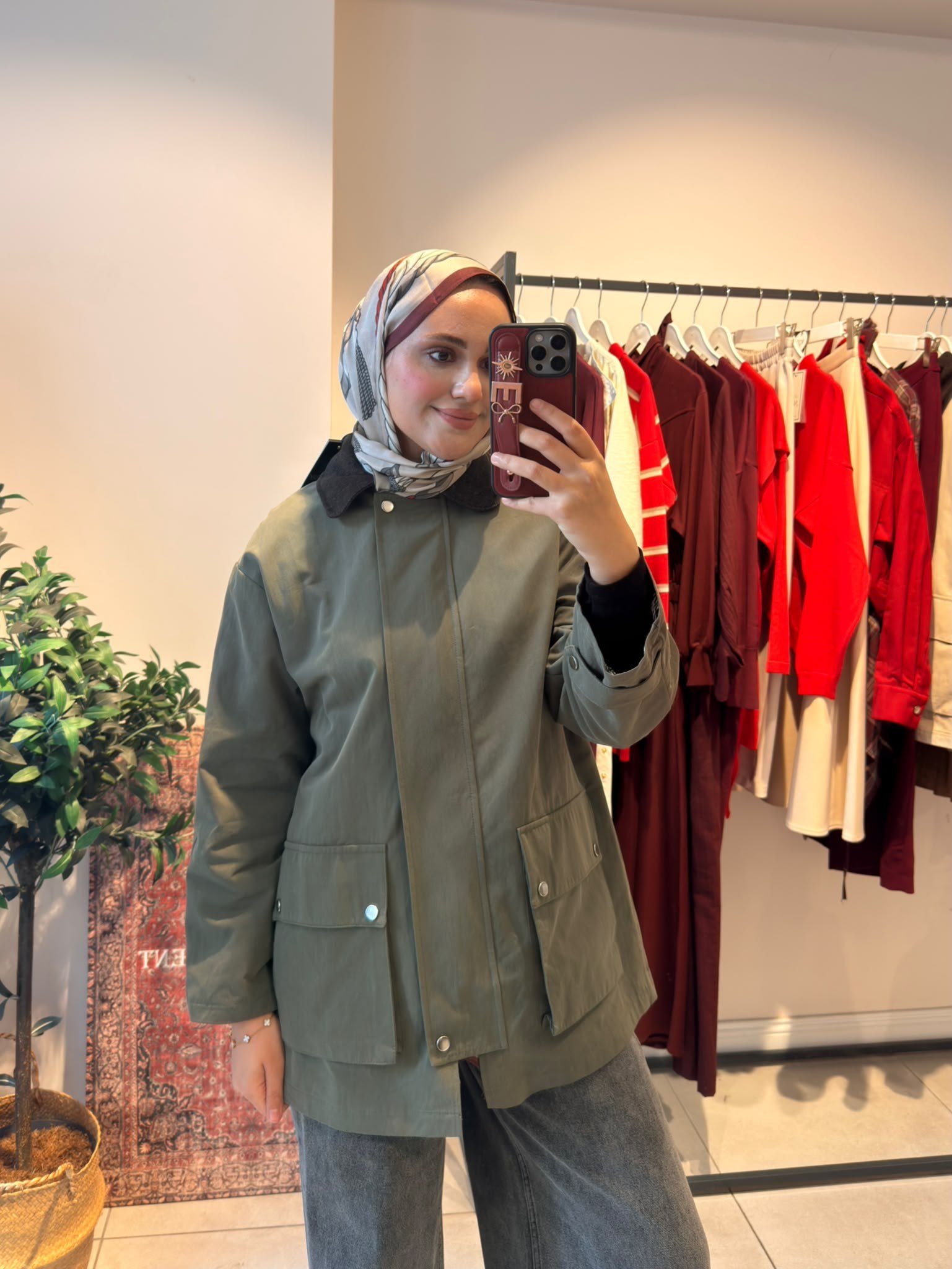 Süet Yaka Premium Trençkot Haki
