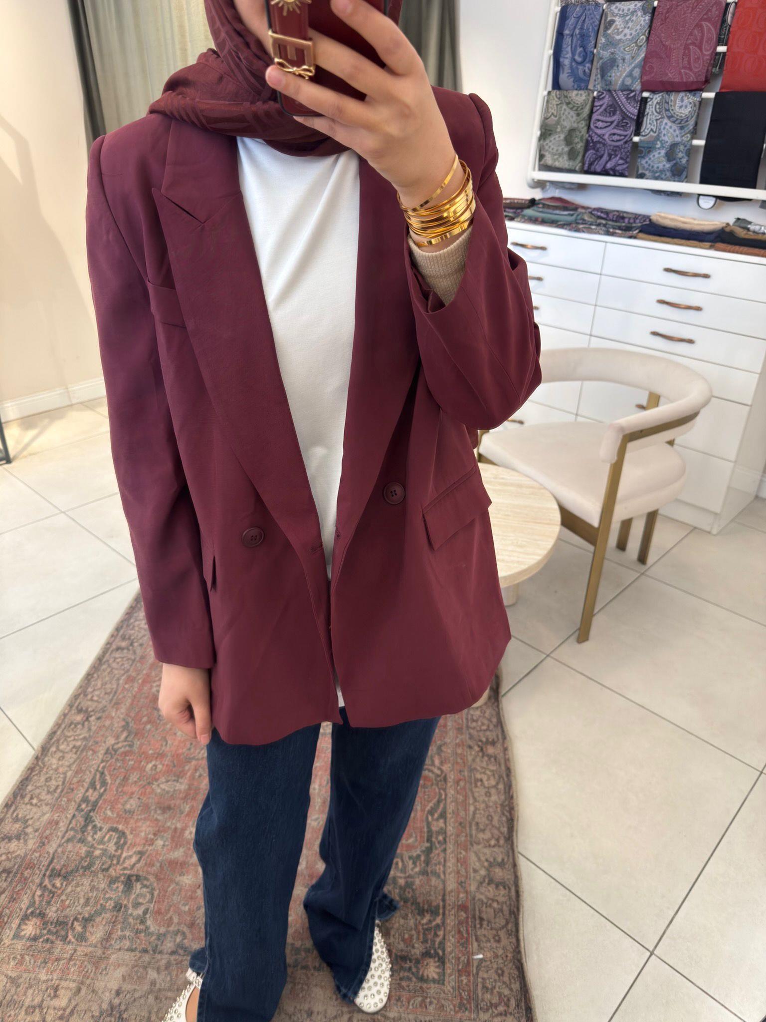 Tensel Blazer Ceket Bordo