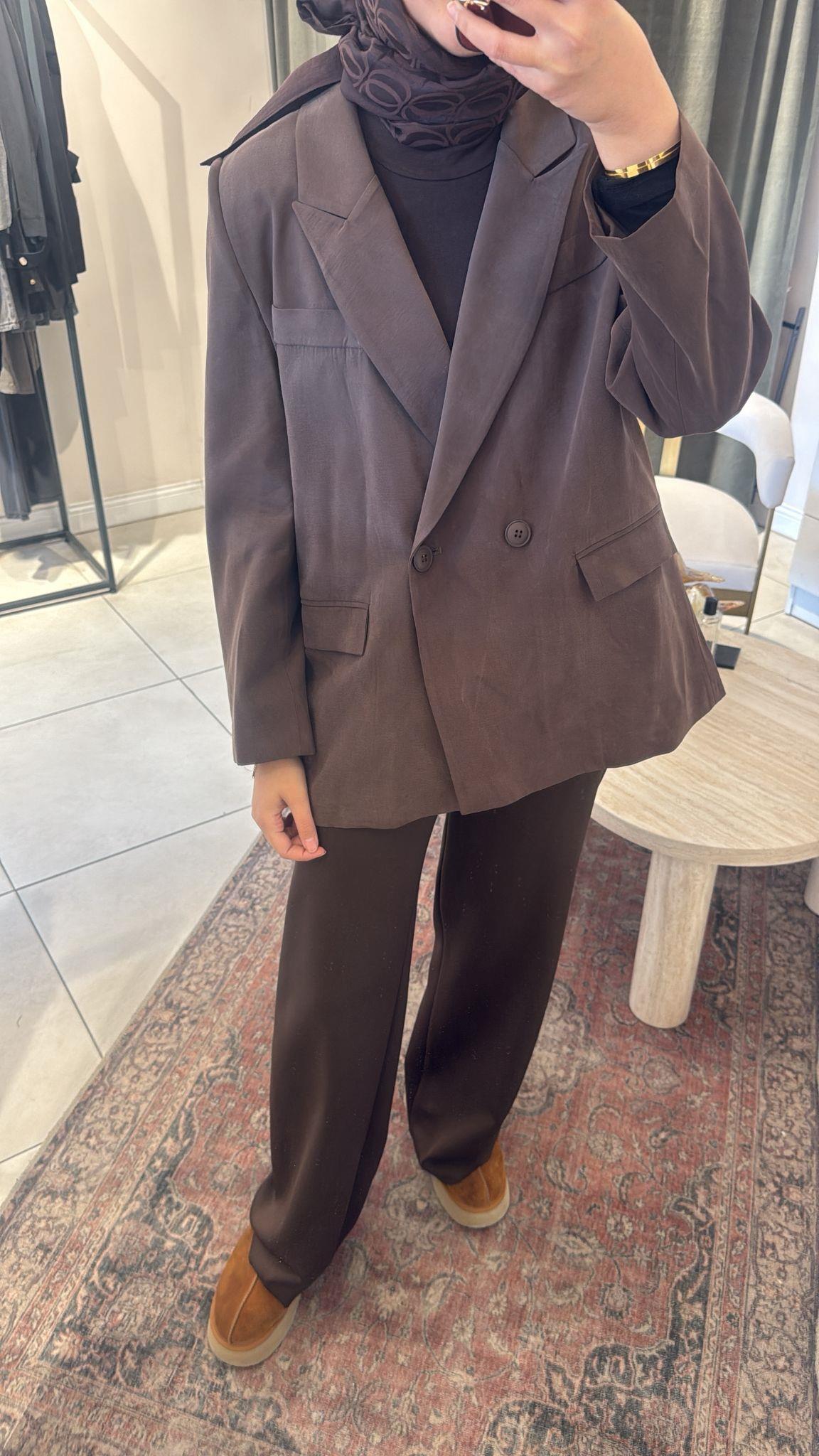 Tensel Blazer Ceket Kahverengi