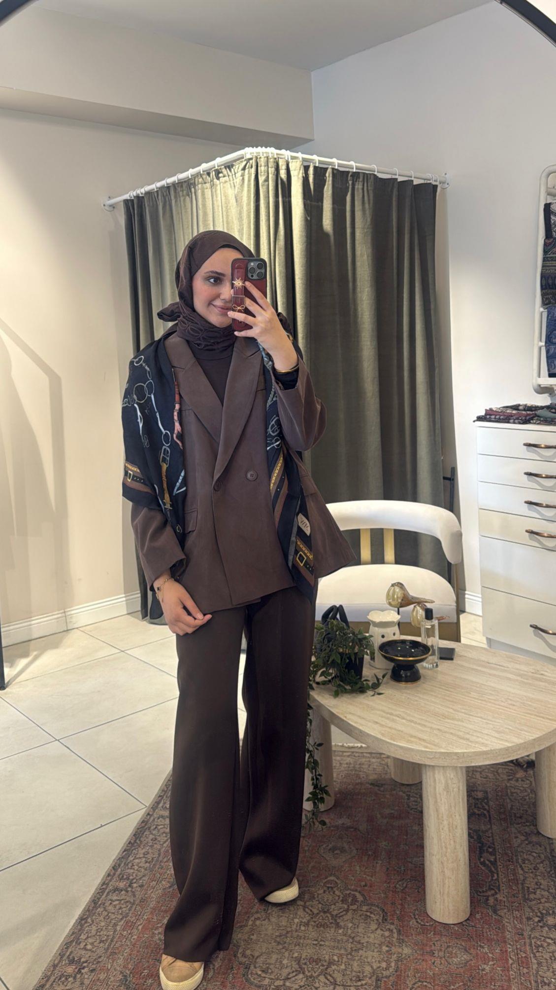 Tensel Blazer Ceket Kahverengi