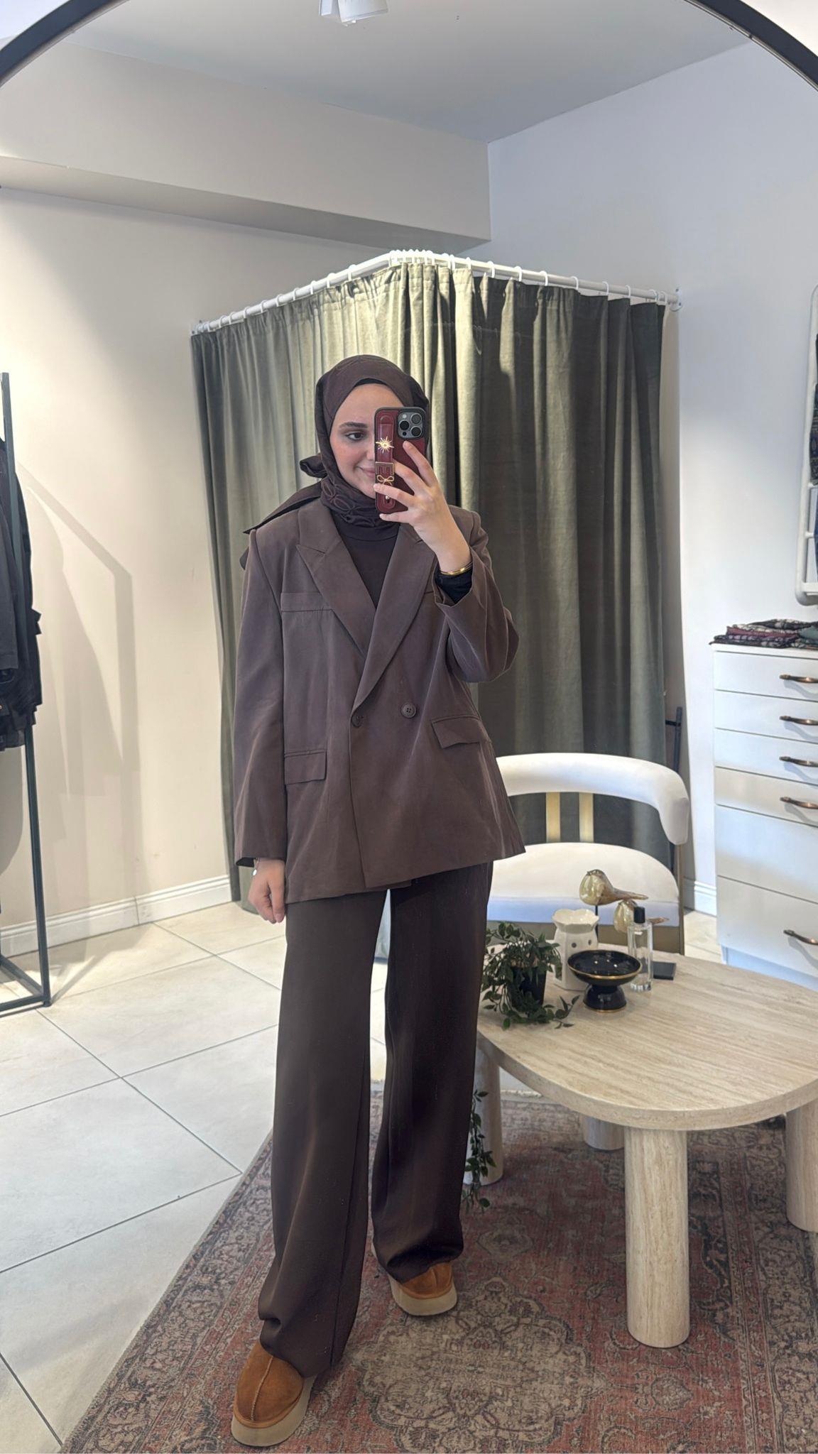 Tensel Blazer Ceket Kahverengi