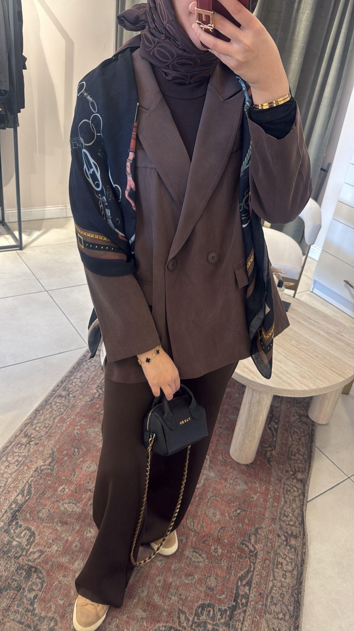 Tensel Blazer Ceket Kahverengi