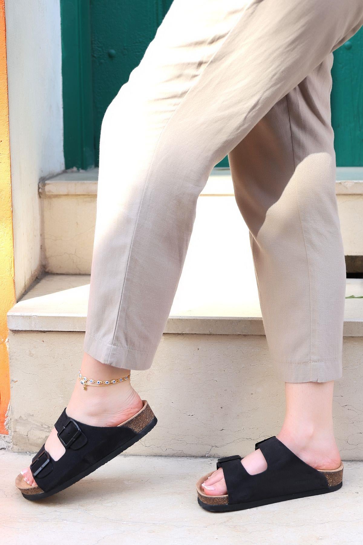 NAPOLİ HAKİKİ DERİ MANTAR TABAN UNISEX TERLİK