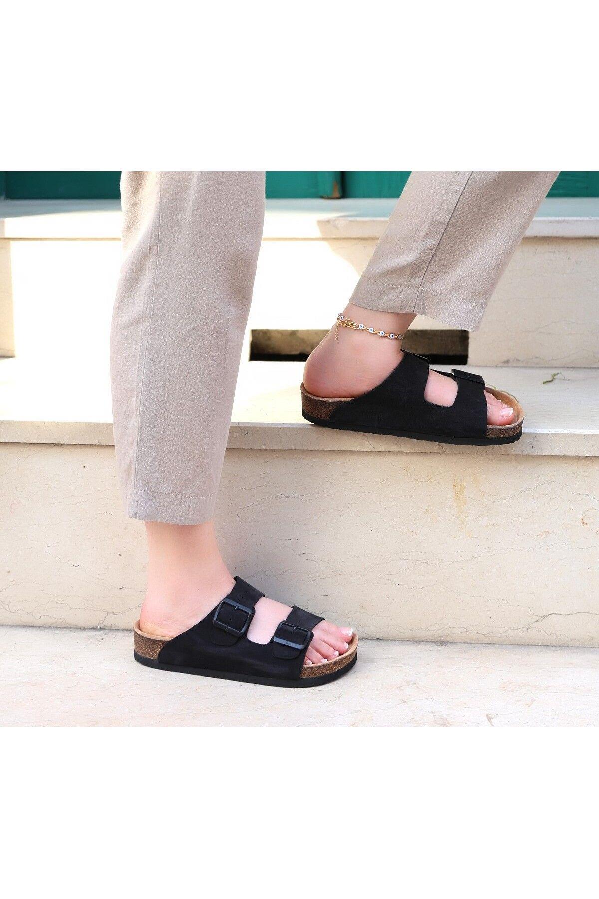 NAPOLİ HAKİKİ DERİ MANTAR TABAN UNISEX TERLİK