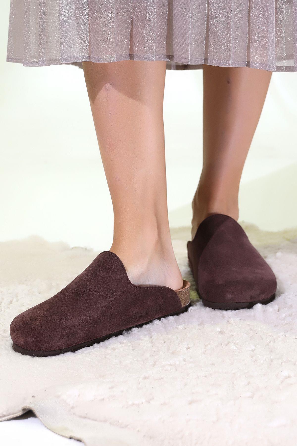 ROMA HAİKİ DERİ ORTOPEDİK MANTAR TABAN UNISEX TERLİK
