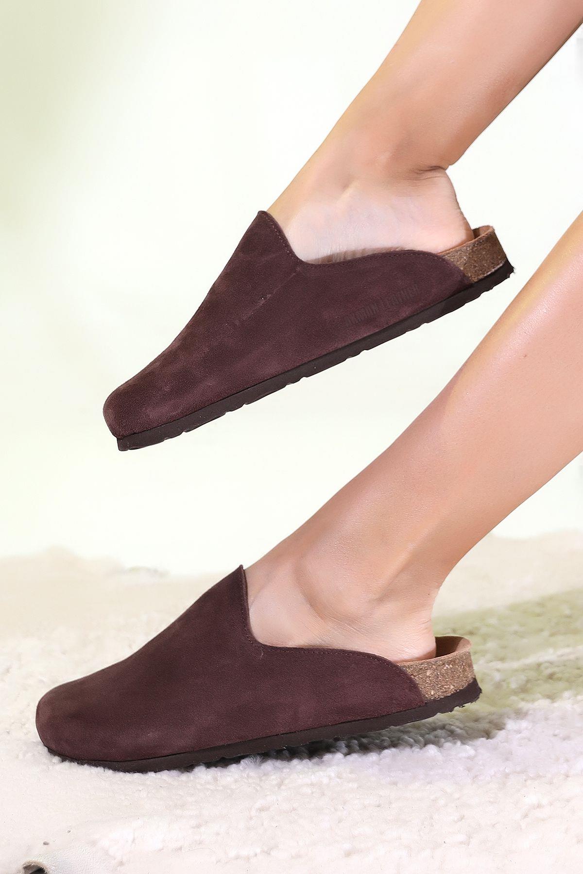 ROMA HAİKİ DERİ ORTOPEDİK MANTAR TABAN UNISEX TERLİK