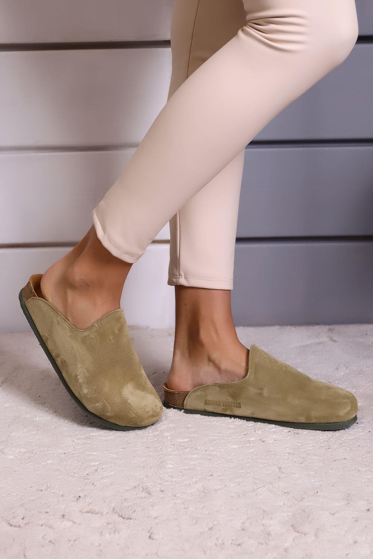 ROMA HAKİKİ DERİ ORTOPEDİK MANTAR TABAN UNISEX TERLİK