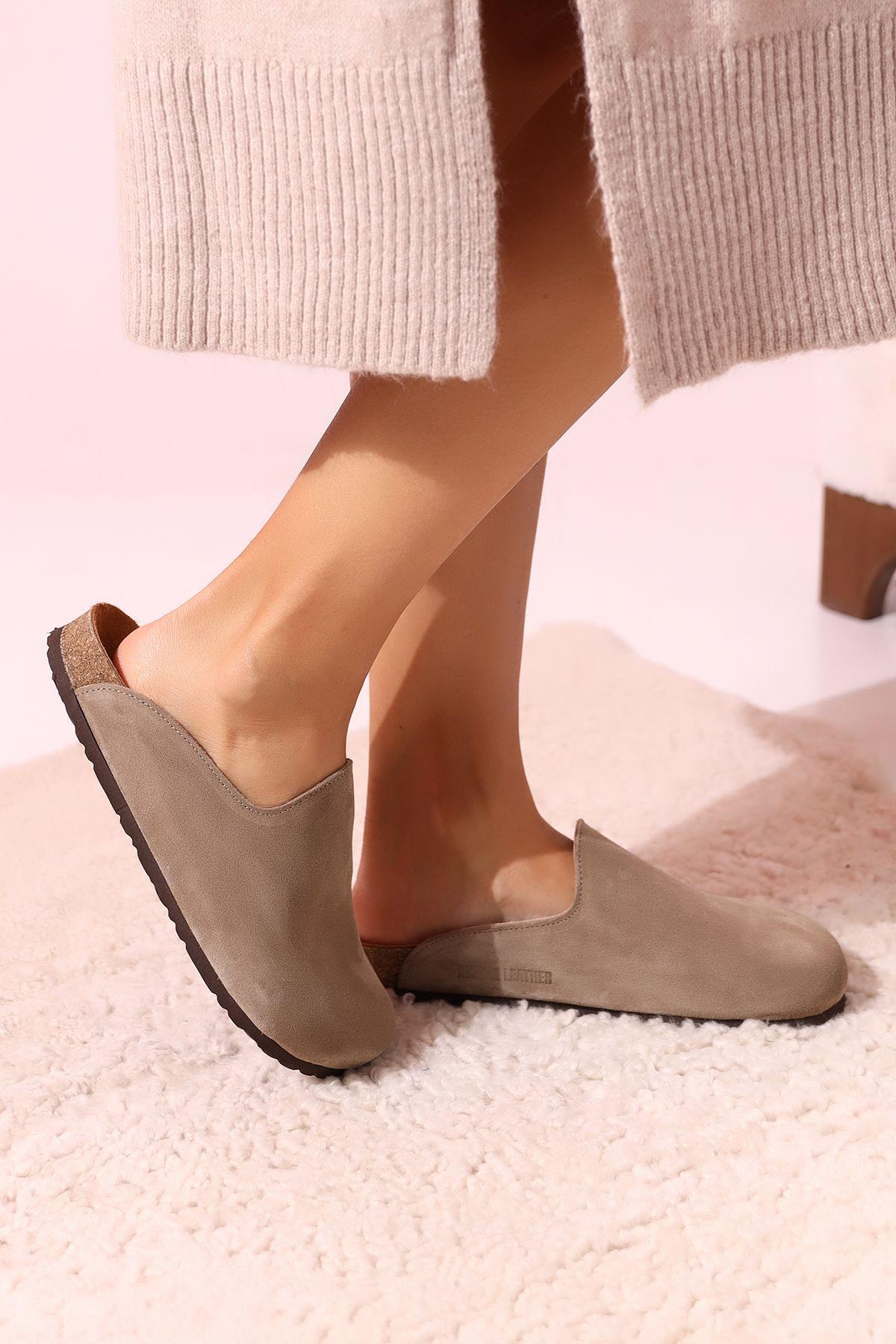 ROMA HAKİKİ DERİ ORTOPEDİK MANTAR TABAN UNISEX TERLİK