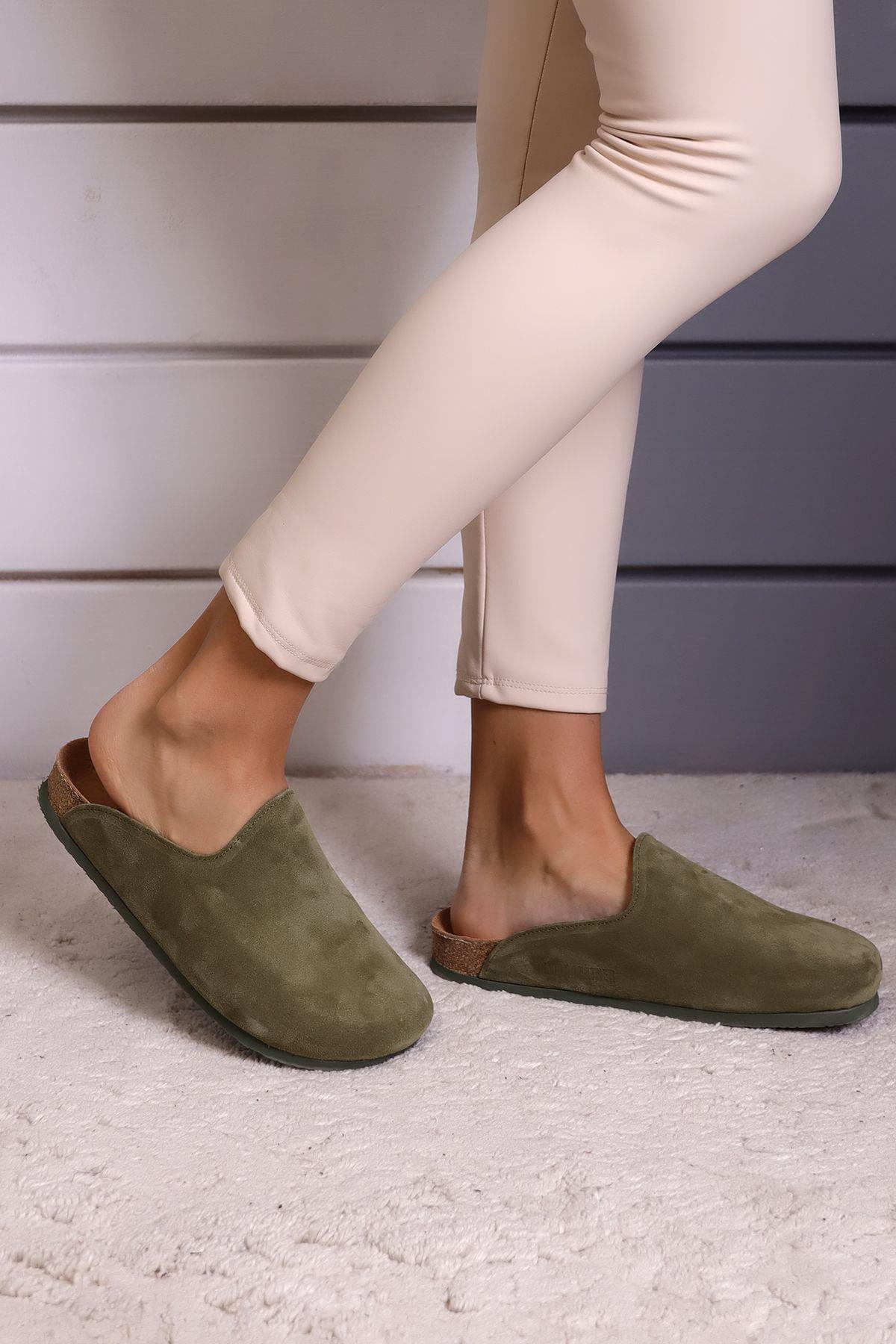 ROMA HAKİKİ DERİ ORTOPEDİK MANTAR TABAN UNISEX TERLİK