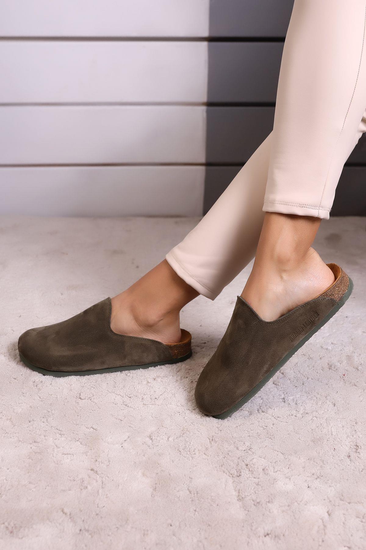 ROMA HAKİKİ DERİ ORTOPEDİK MANTAR TABAN UNISEX TERLİK