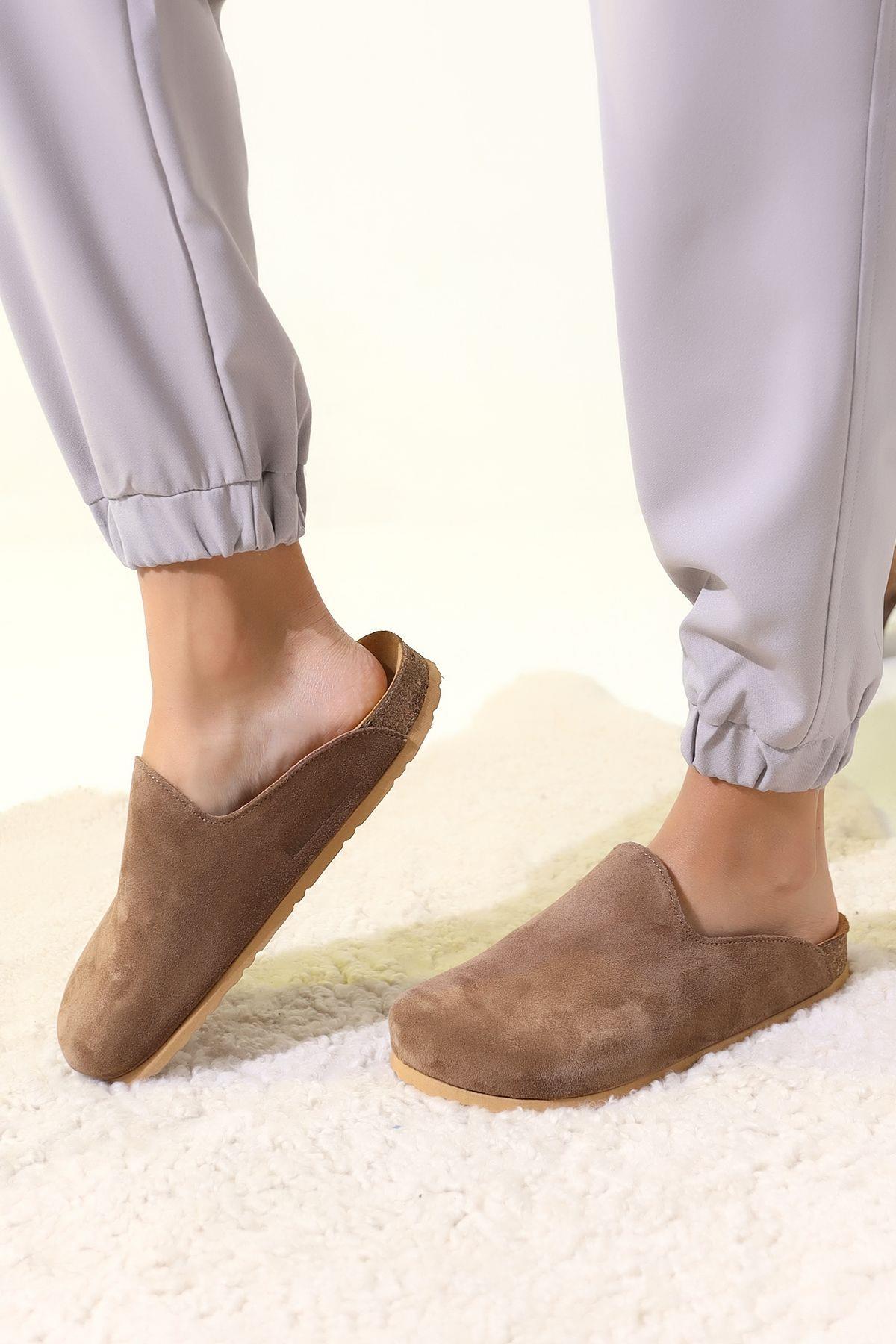 ROMA HAKİKİ DERİ ORTOPEDİK MANTAR TABAN UNISEX TERLİK