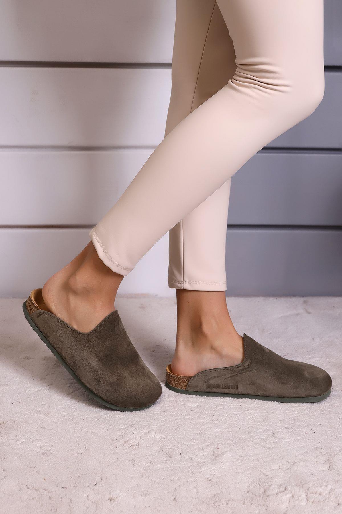 ROMA HAKİKİ DERİ ORTOPEDİK MANTAR TABAN UNISEX TERLİK