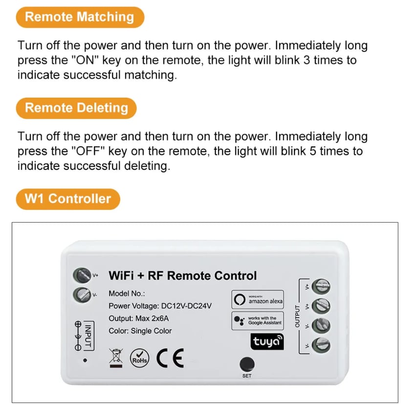  WIFI RF LED DIMMER 12/24V 2x6A