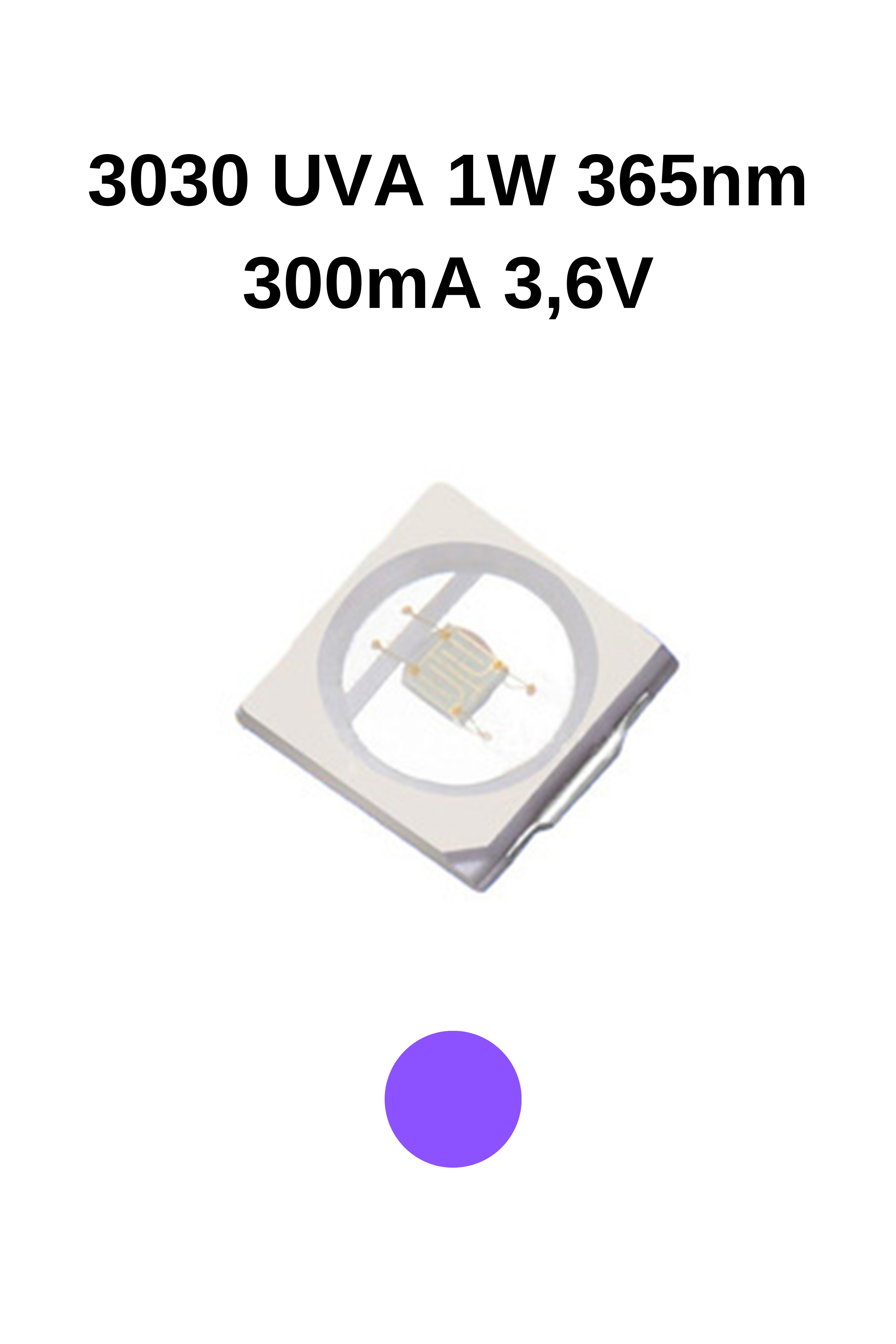 1W 3030 UVA 365nm 300mA 3,6V