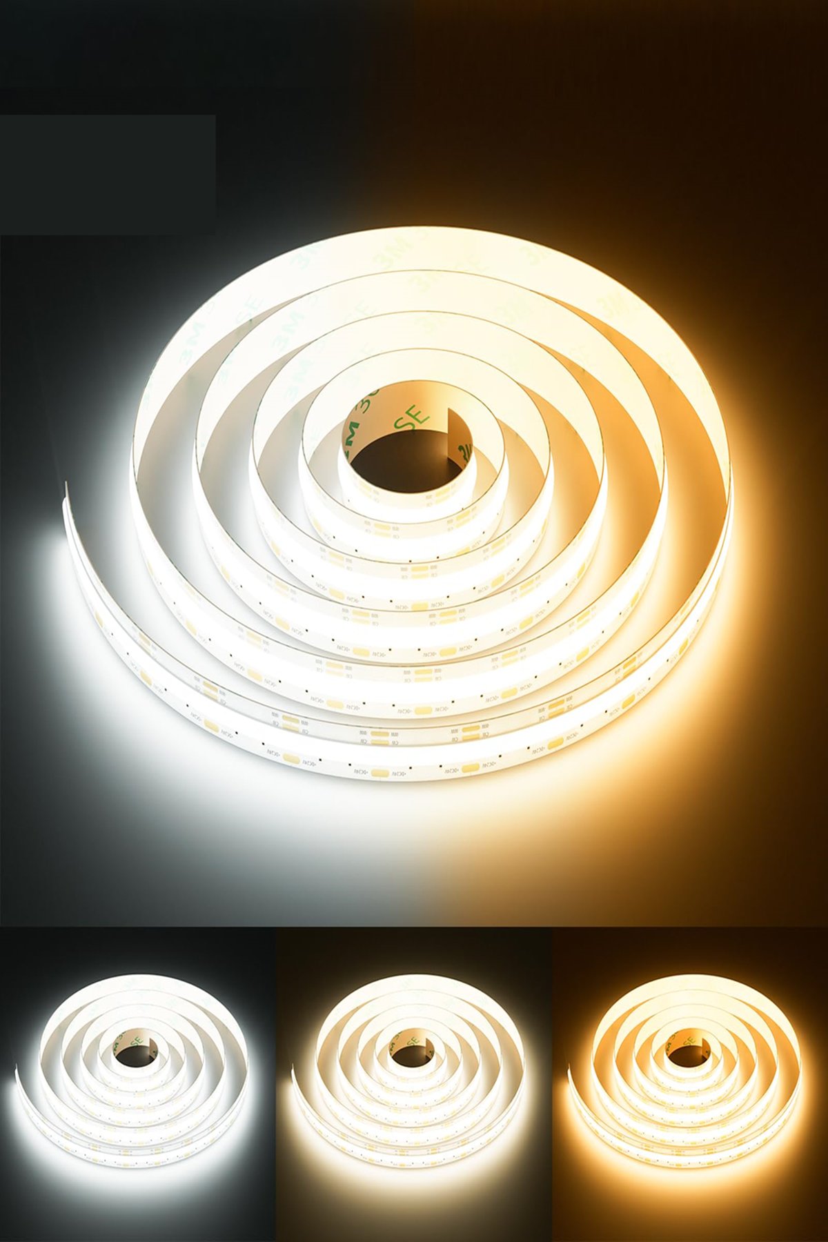 TUNABLE 2700- 6000K 24V 480 LED 10MM IP20 14W/M (7W+7W) CRI90+DOUBLE PCB ŞERİT LED İÇMEKAN 3M bant